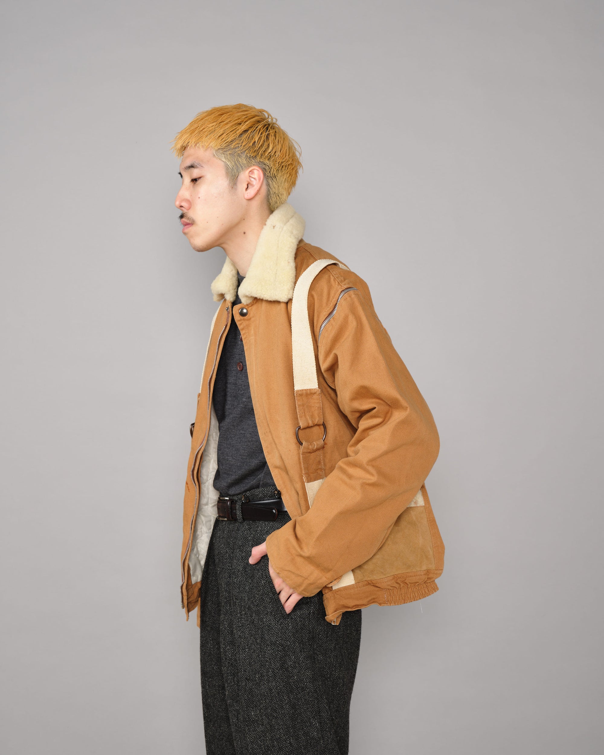 ［~80’s］French Vintage Deformed Design Detachable Sleeve Blouson