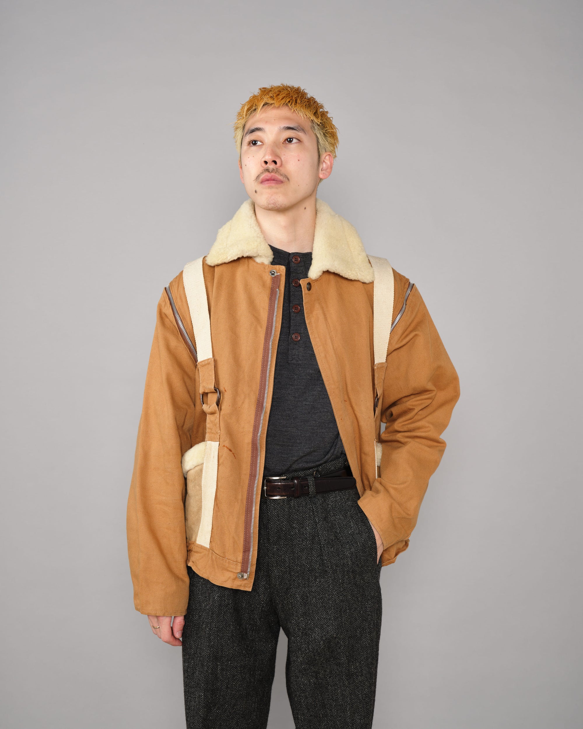 ［~80’s］French Vintage Deformed Design Detachable Sleeve Blouson