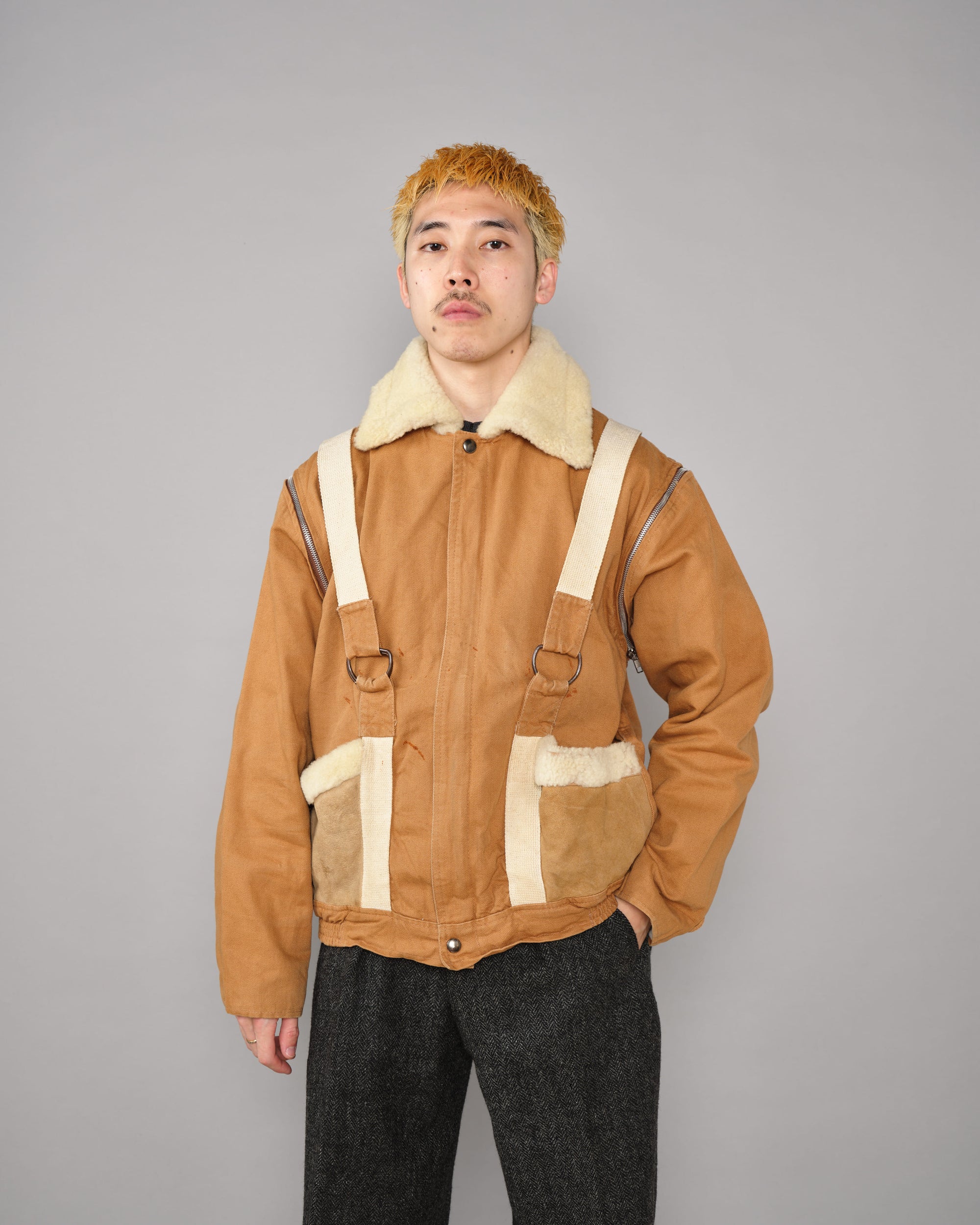 ［~80’s］French Vintage Deformed Design Detachable Sleeve Blouson