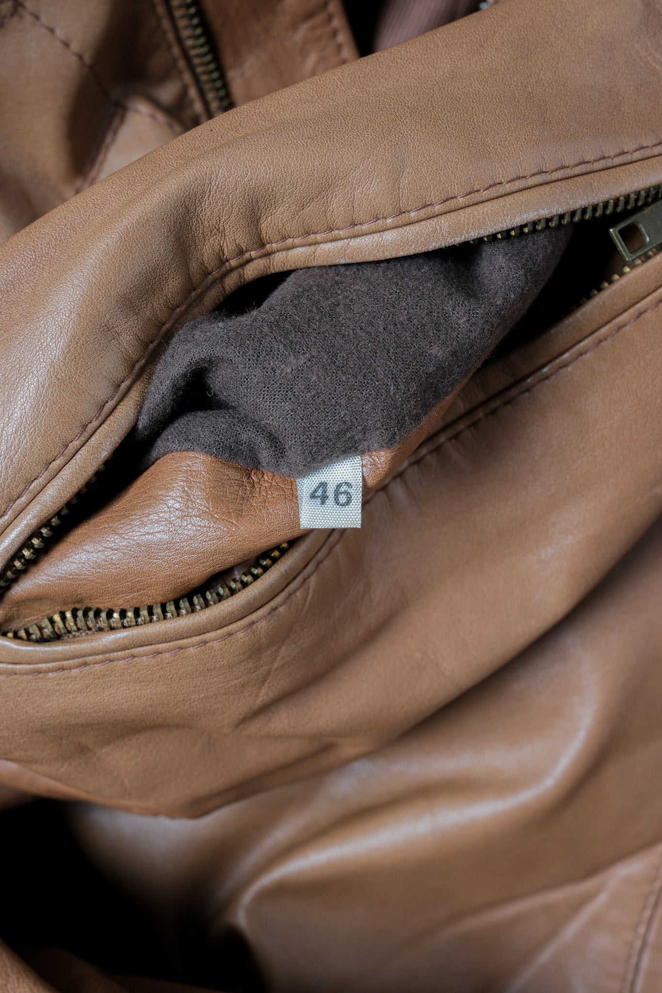 [~ 80's] OLD GIORGIO ARMANI Zip Up Leather Jacket Size.46