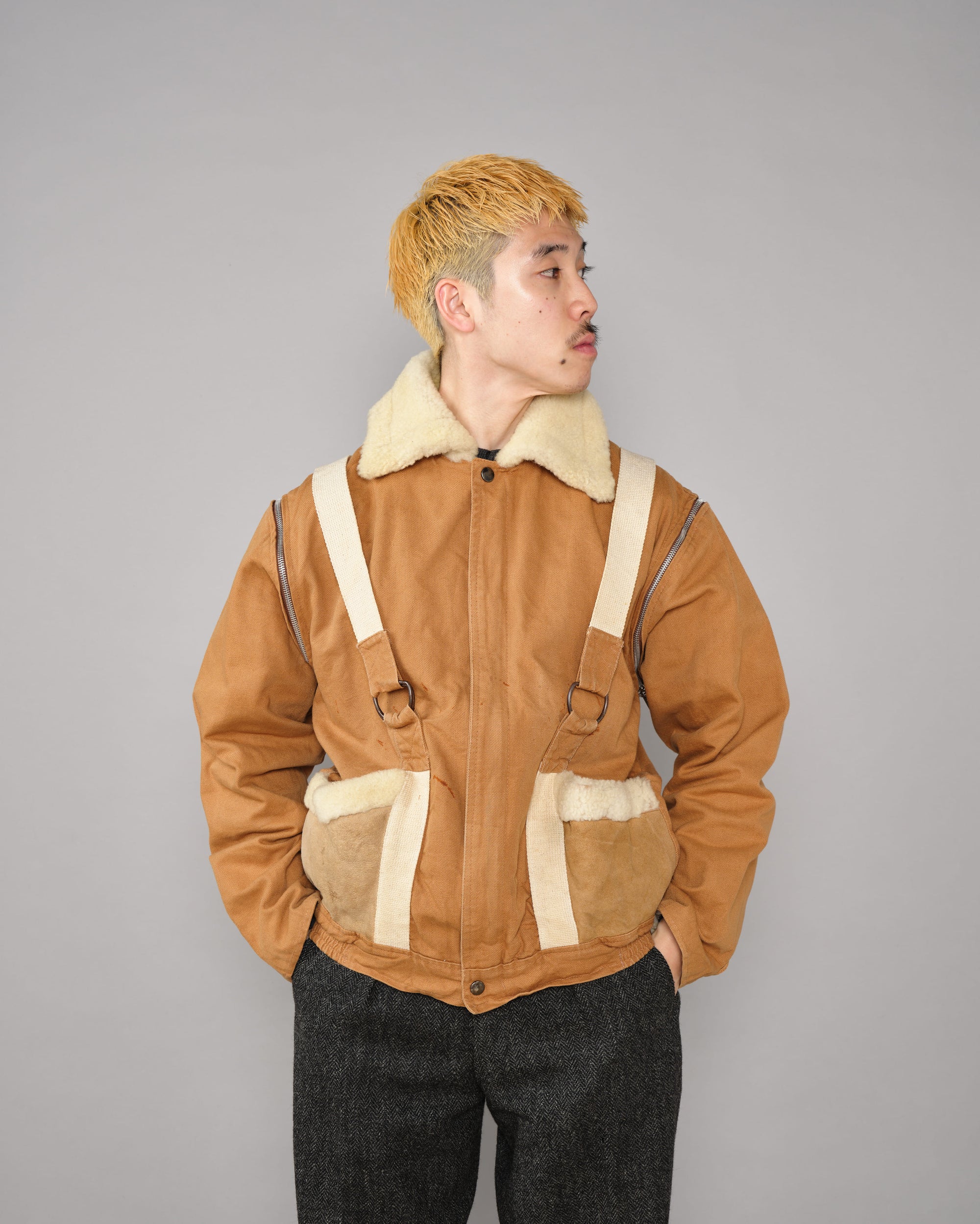 ［~80’s］French Vintage Deformed Design Detachable Sleeve Blouson