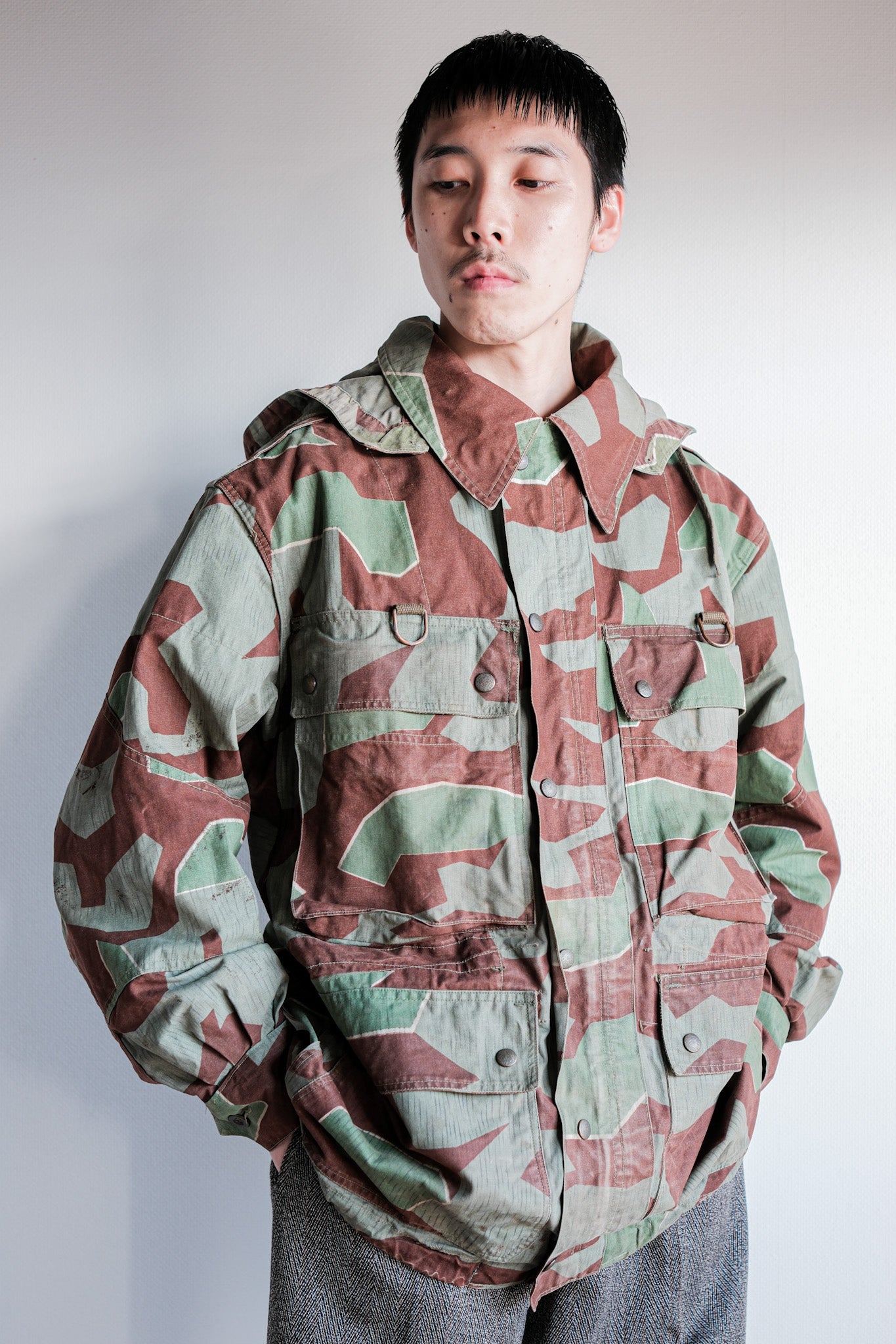 ［~50's］German Army Splinter Camouflage Paratrooper Jacket With Hood Size.174-88
