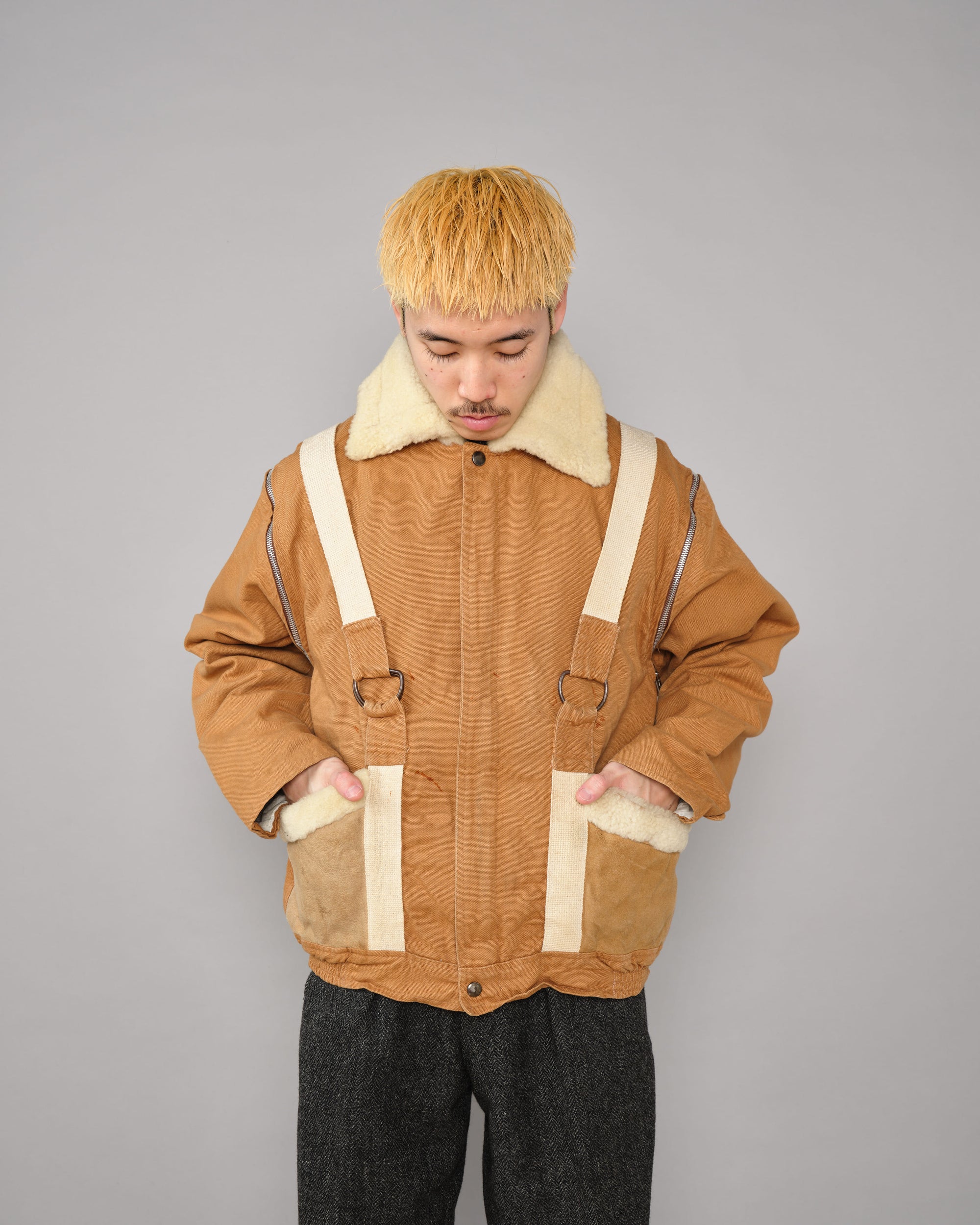 ［~80’s］French Vintage Deformed Design Detachable Sleeve Blouson