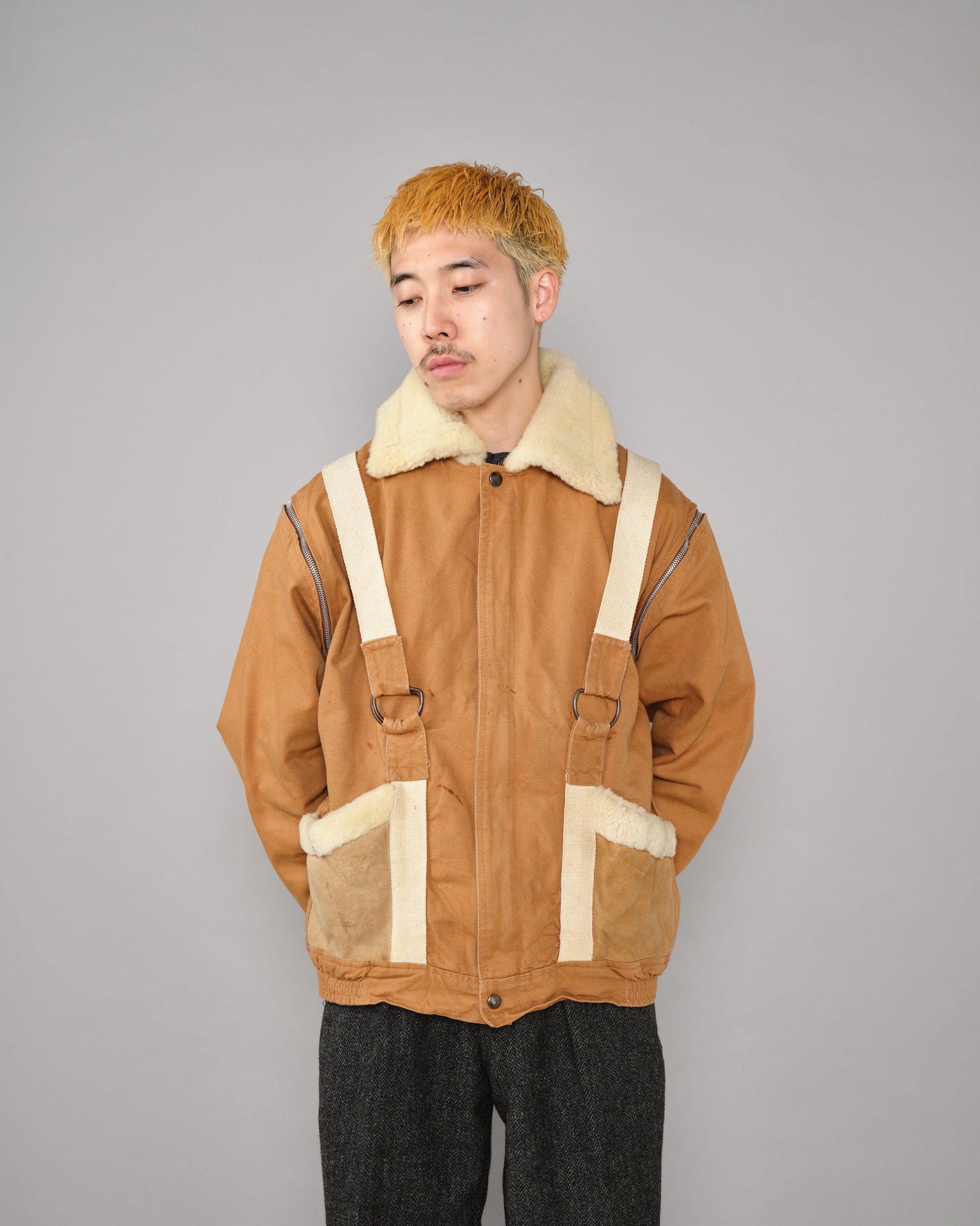 ［~80’s］French Vintage Deformed Design Detachable Sleeve Blouson