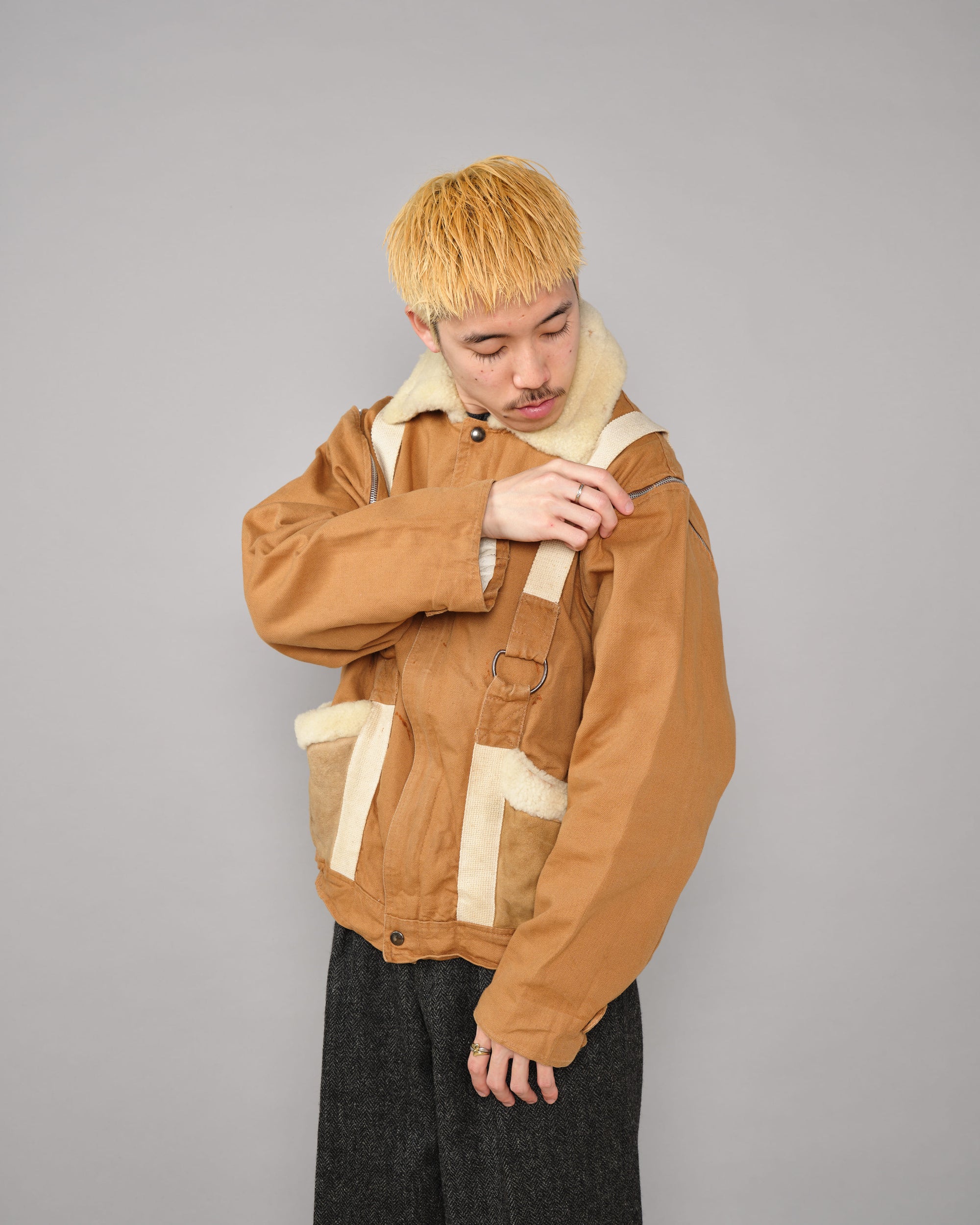 ［~80’s］French Vintage Deformed Design Detachable Sleeve Blouson