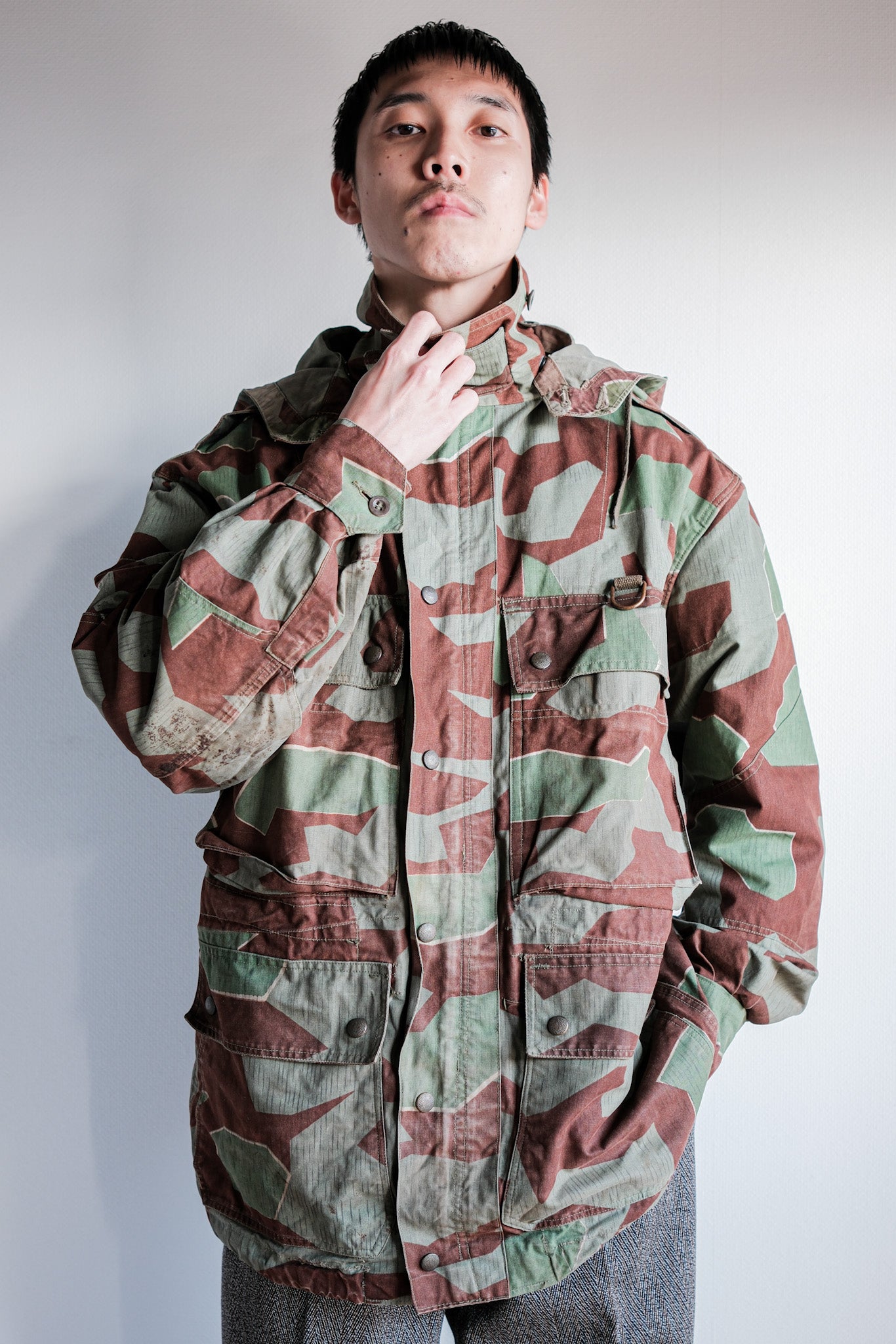 ［~50's］German Army Splinter Camouflage Paratrooper Jacket With Hood Size.174-88