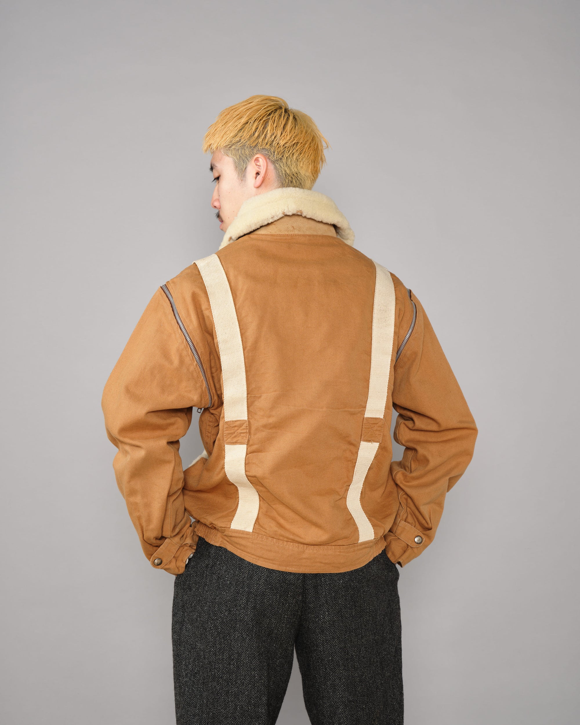 ［~80’s］French Vintage Deformed Design Detachable Sleeve Blouson