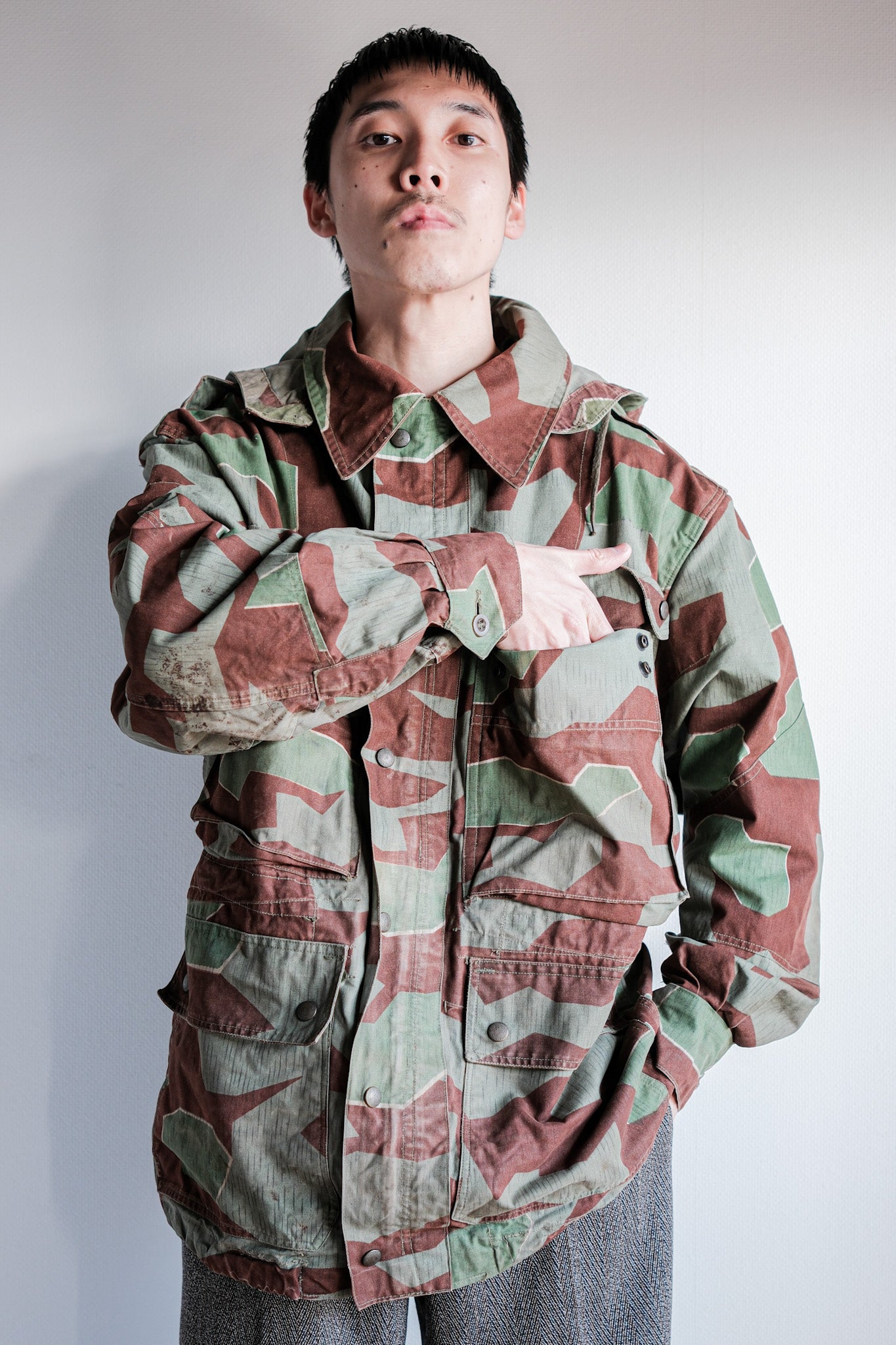［~50's］German Army Splinter Camouflage Paratrooper Jacket With Hood Size.174-88