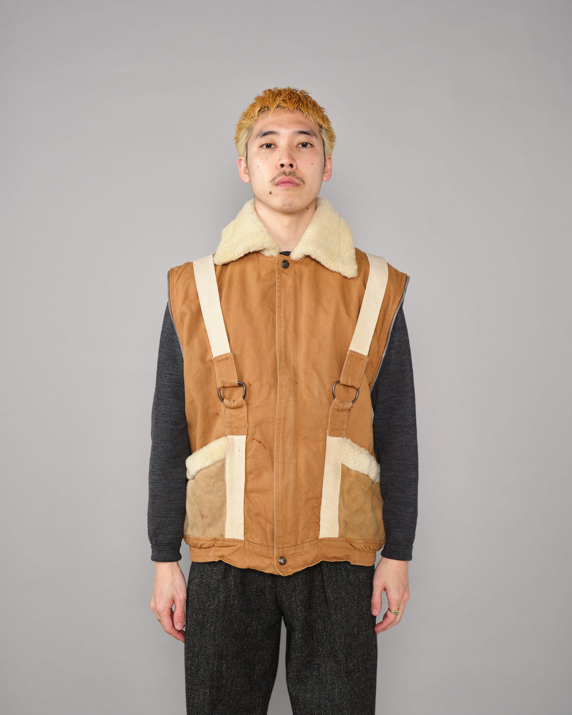 ［~80’s］French Vintage Deformed Design Detachable Sleeve Blouson