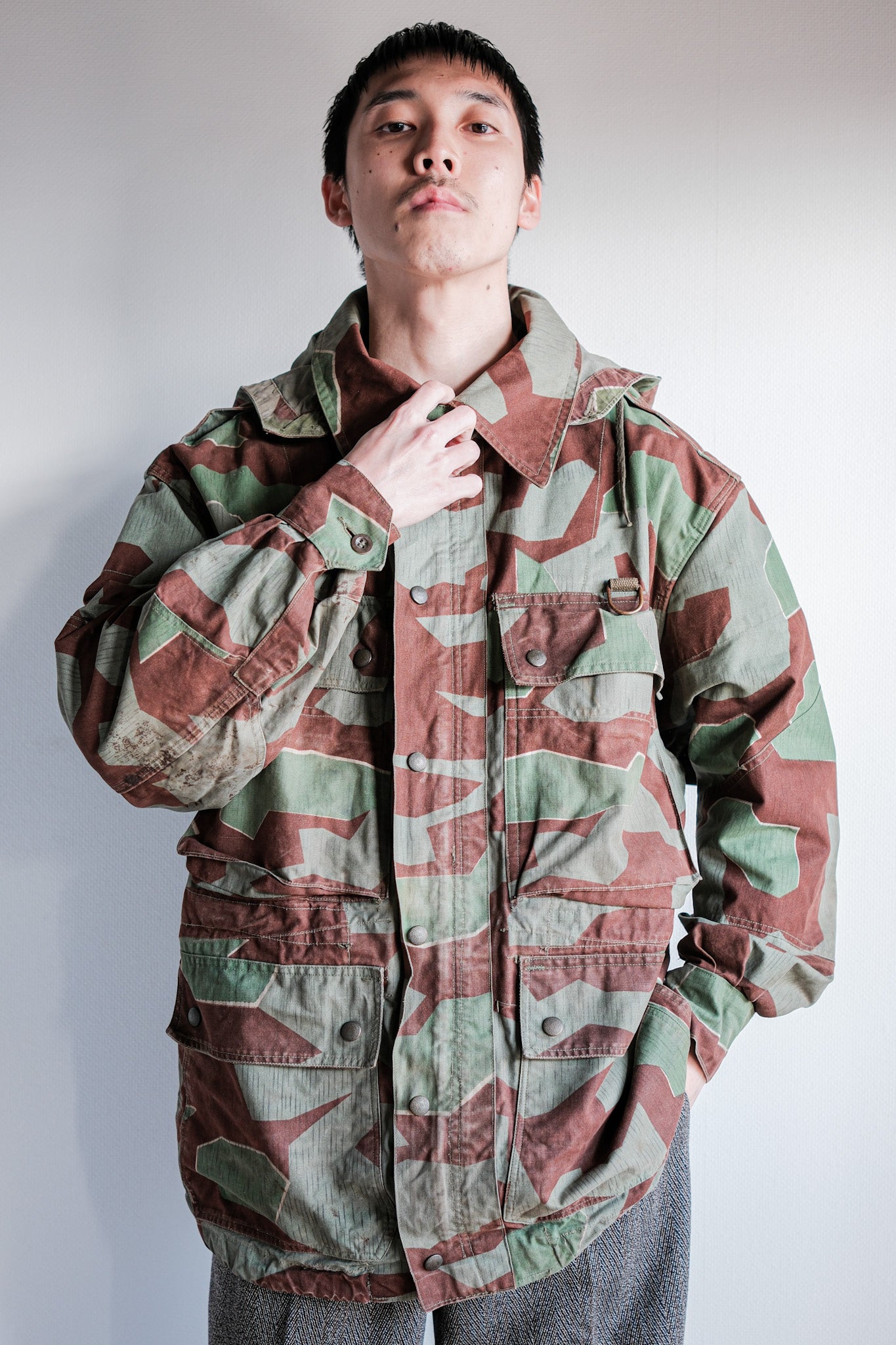 ［~50's］German Army Splinter Camouflage Paratrooper Jacket With Hood Size.174-88