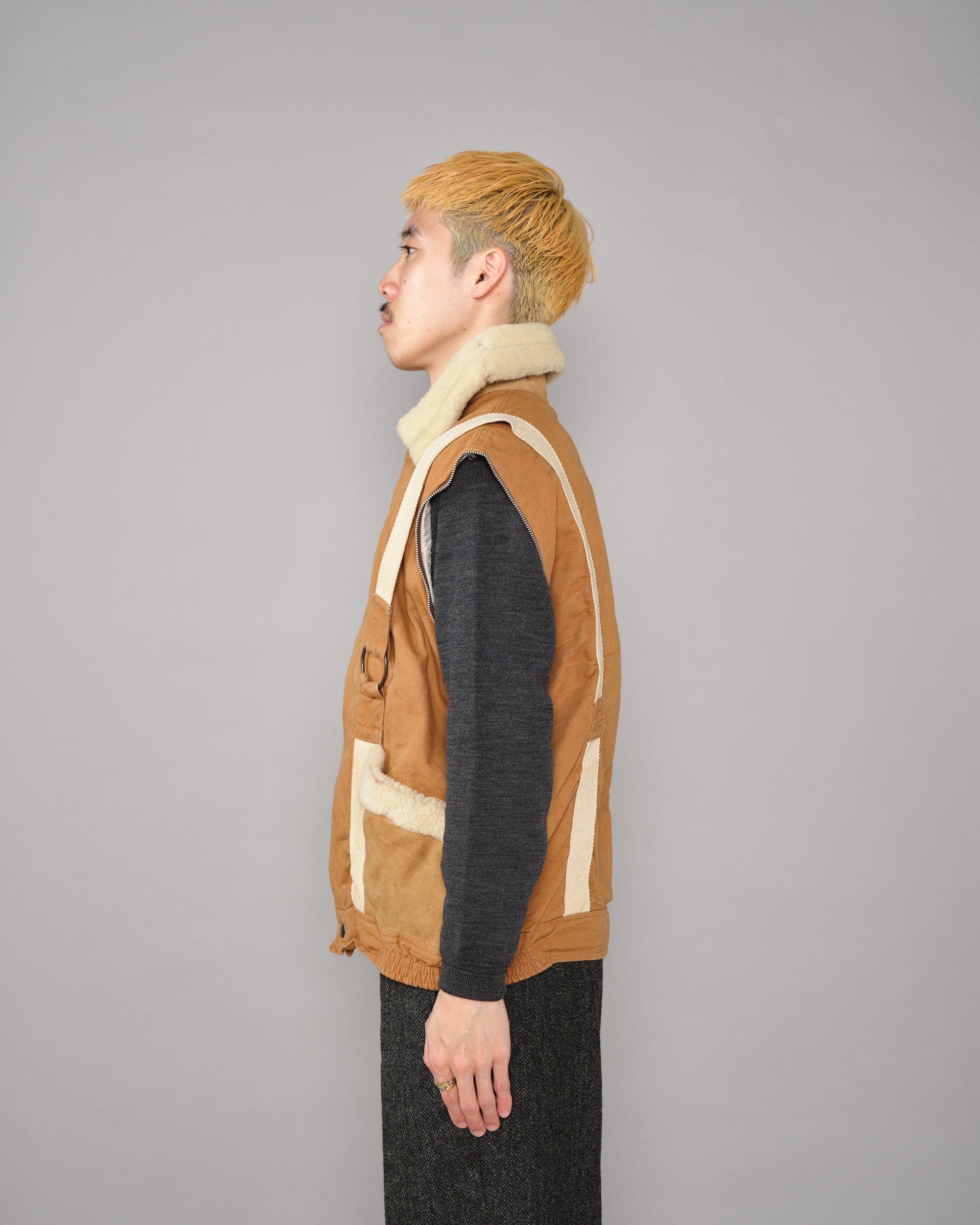 ［~80’s］French Vintage Deformed Design Detachable Sleeve Blouson