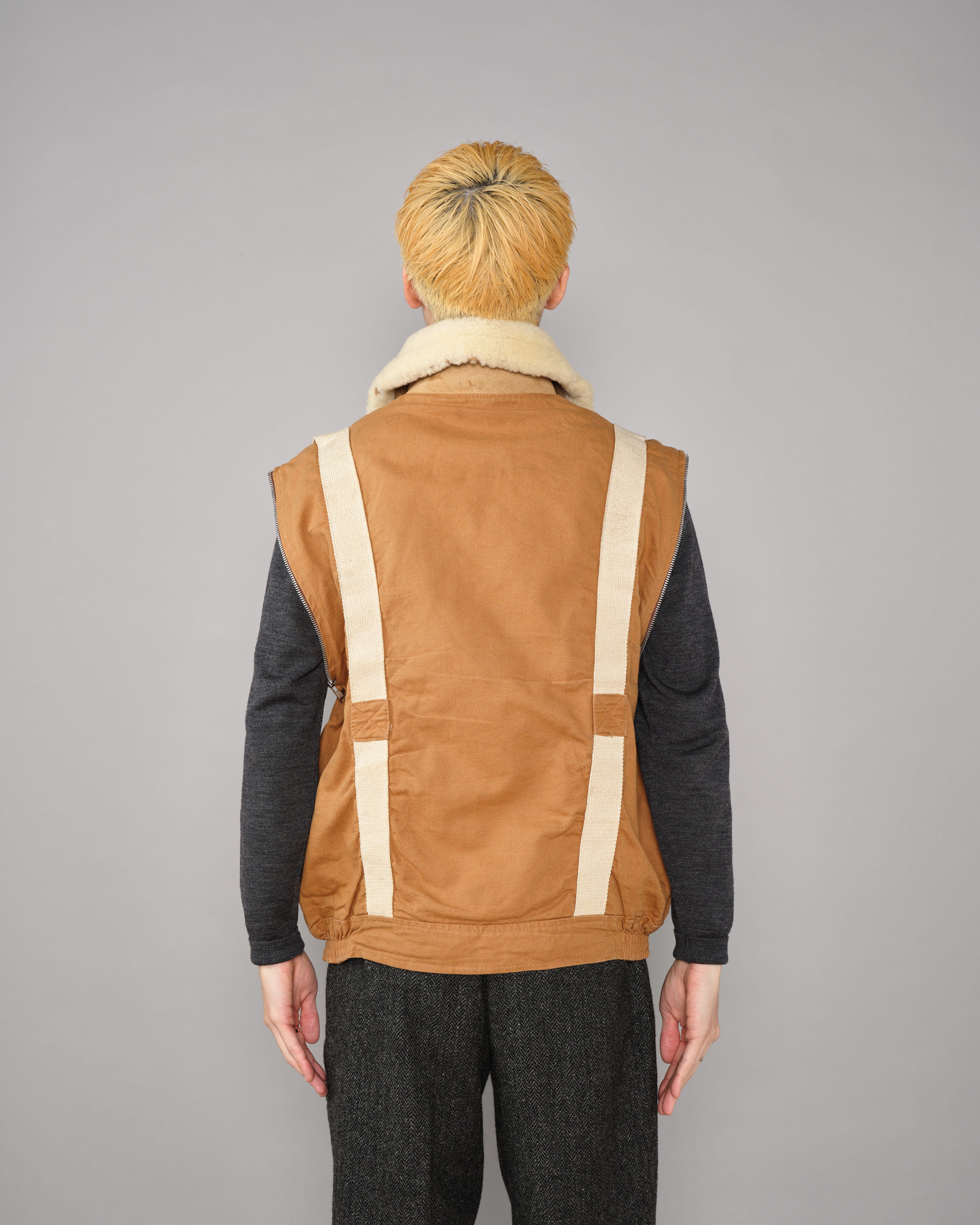 80's］French Vintage Deformed Design Detachable Sleeve Blouson