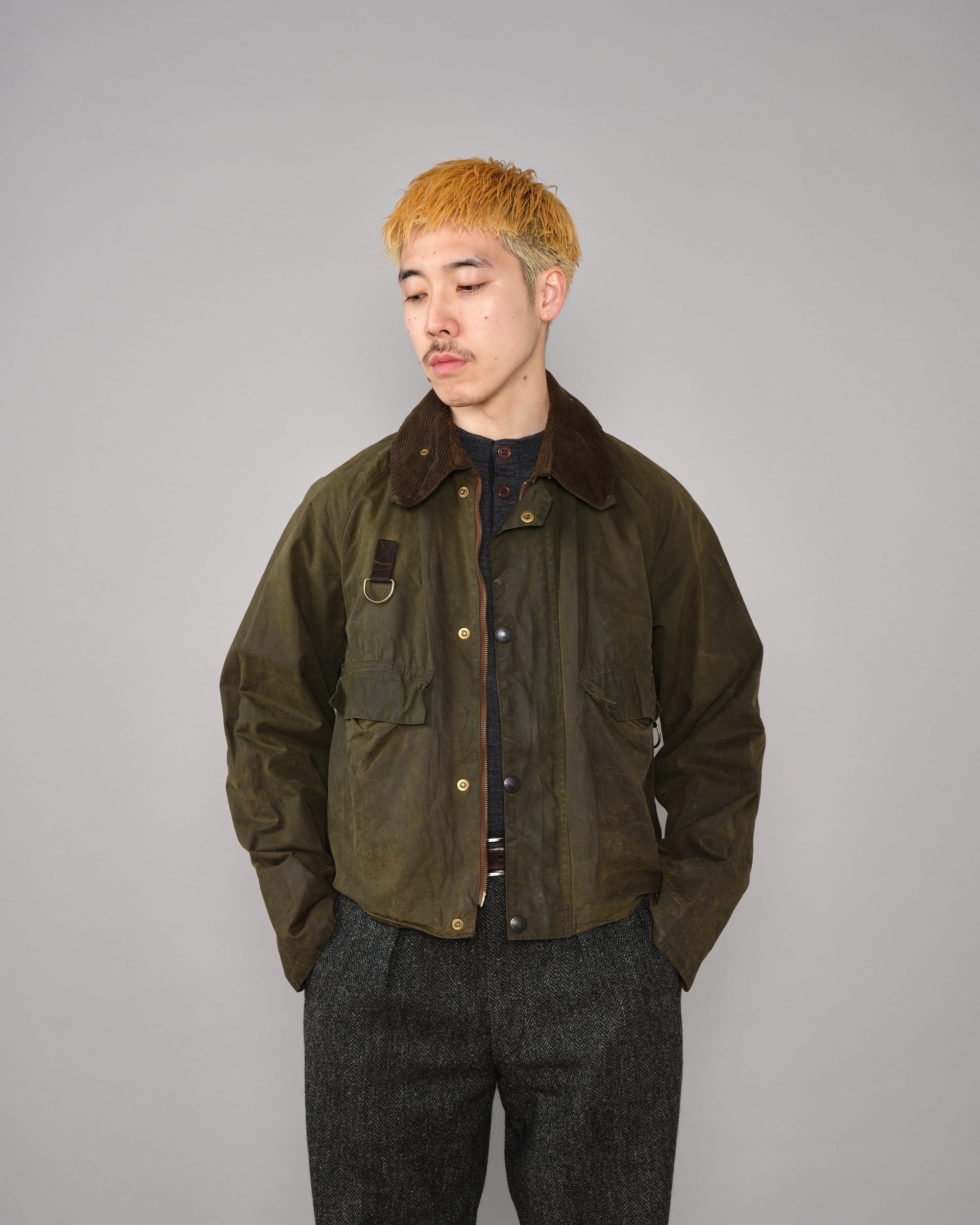 ［~80's］Vintage Barbour Waxed Cotton Jacket "SPEY" 2 Crest Size.MEDIUM