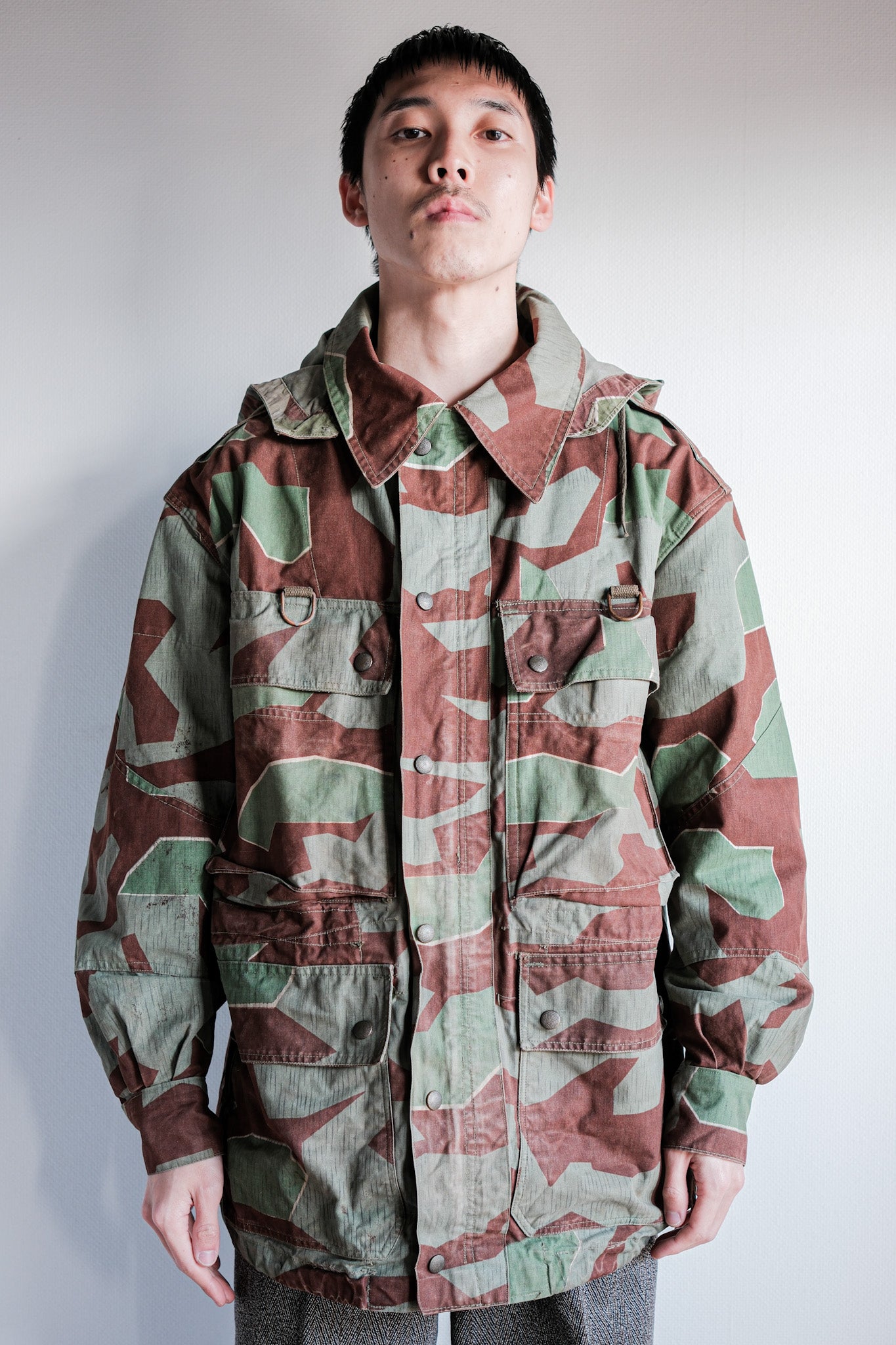 50's】German Army Splinter Camouflage Paratrooper Jacket With Hood Si