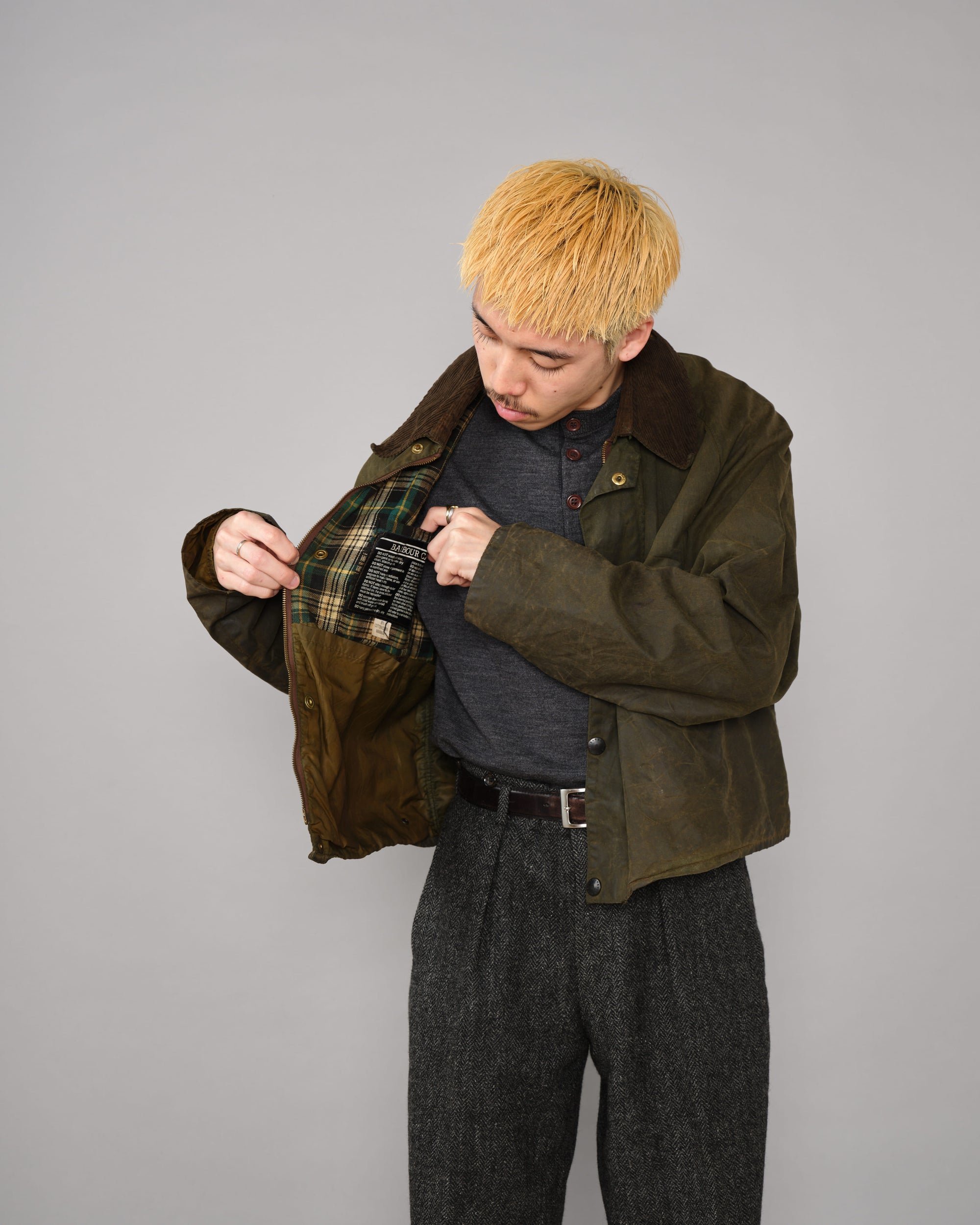 ［~80's］Vintage Barbour Waxed Cotton Jacket "SPEY" 2 Crest Size.MEDIUM