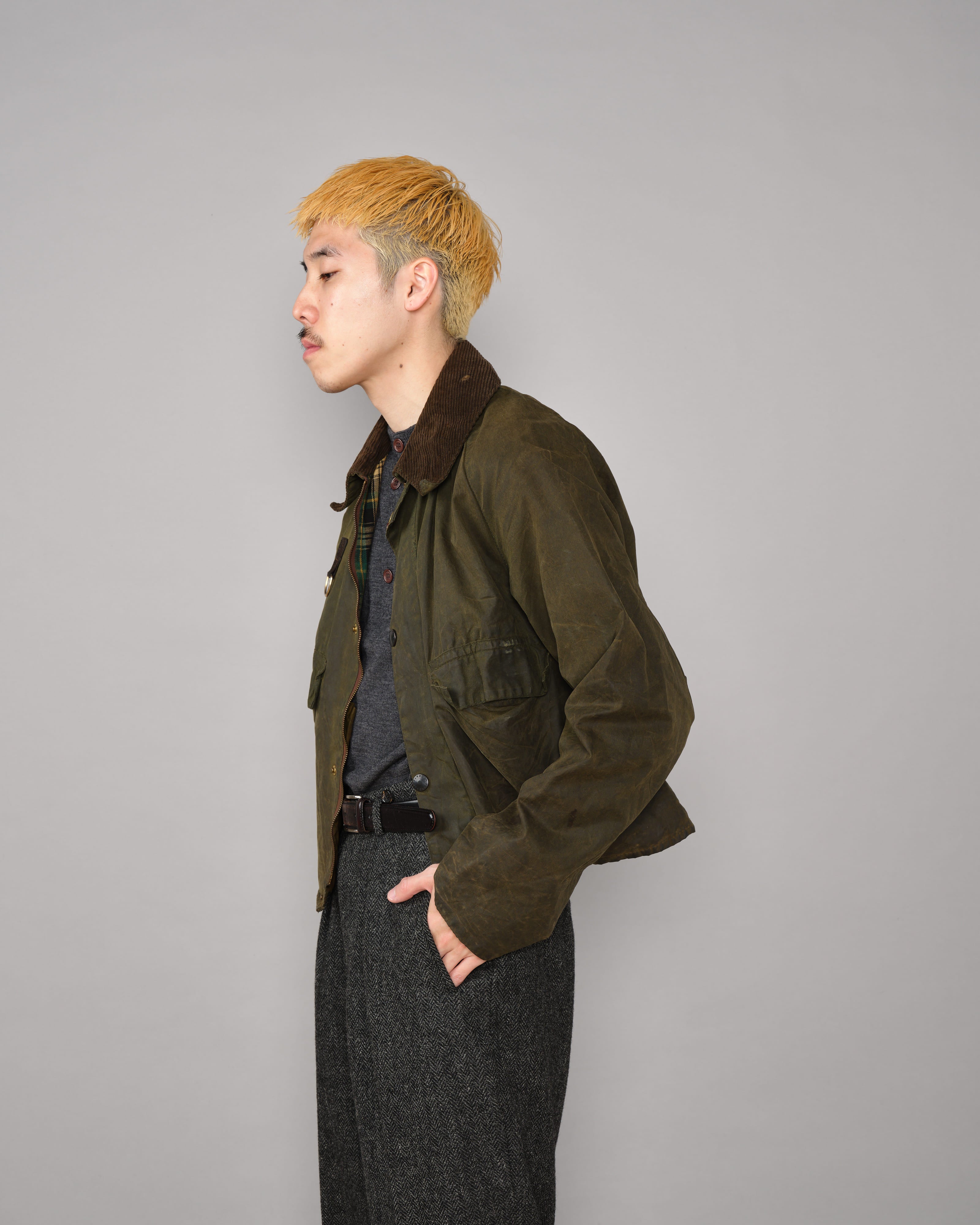 【~80's】Vintage Barbour Waxed Cotton Jacket "SPEY" 2 Crest Size.MEDIUM