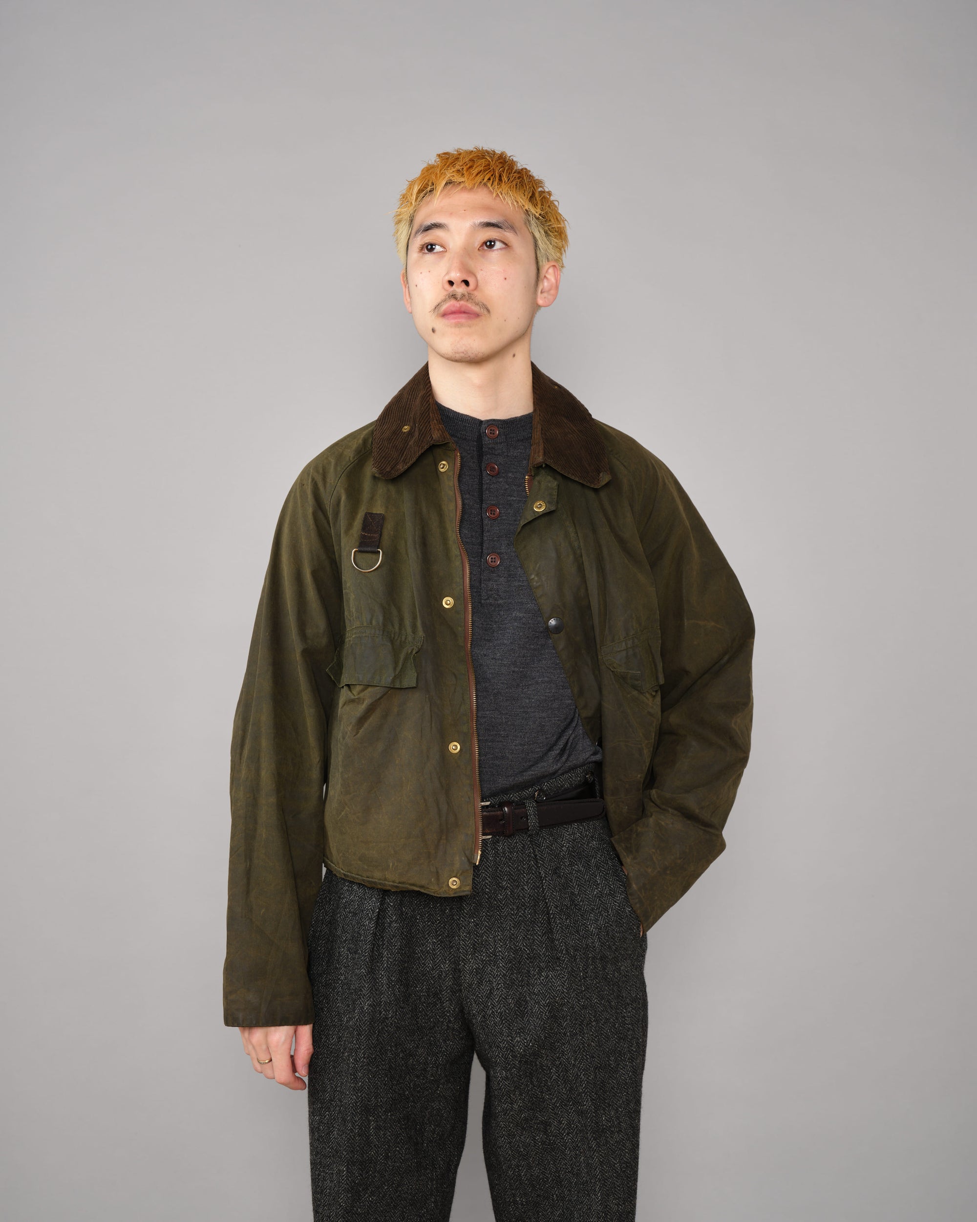 ［~80's］Vintage Barbour Waxed Cotton Jacket "SPEY" 2 Crest Size.MEDIUM