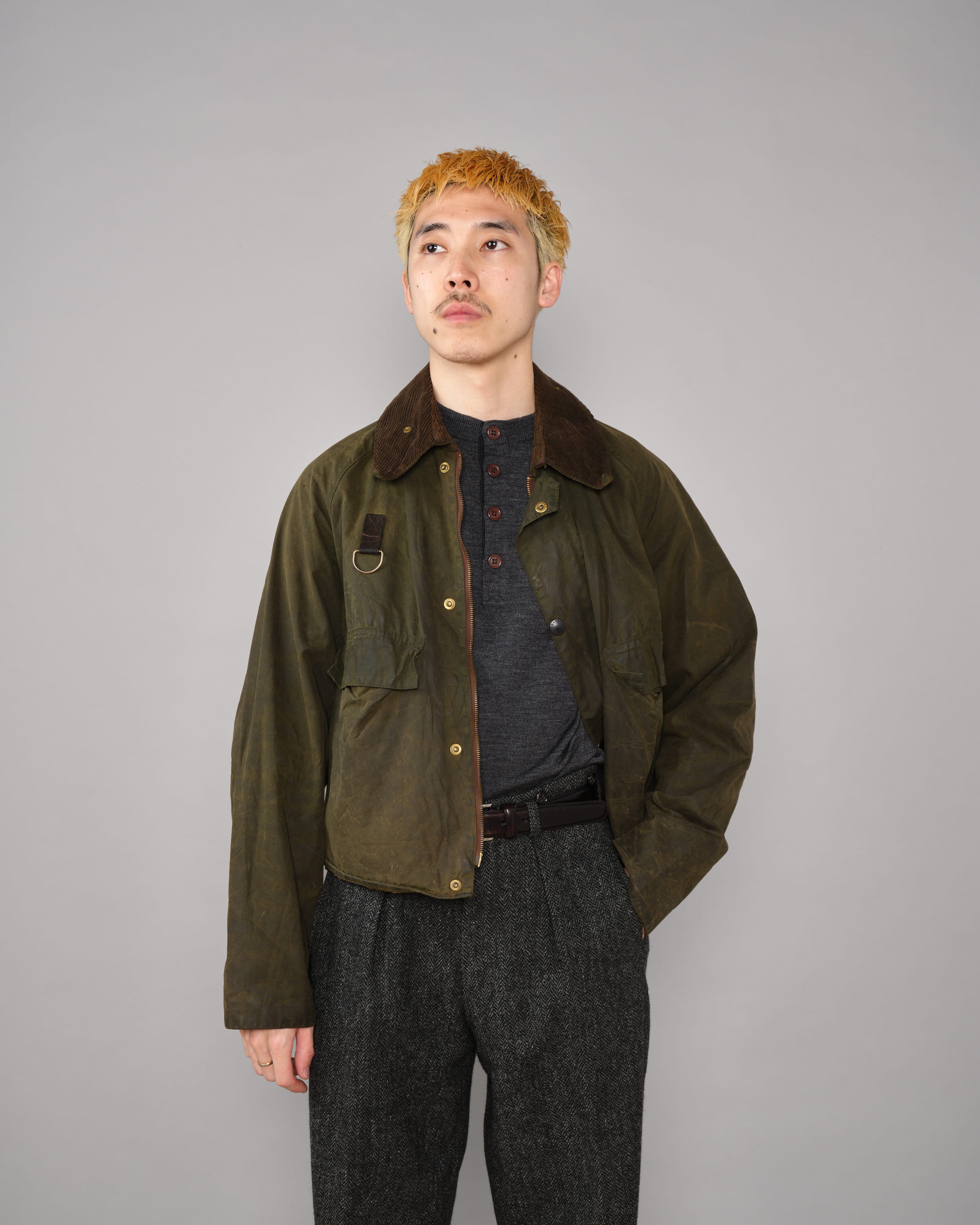 【~80's】Vintage Barbour Waxed Cotton Jacket "SPEY" 2 Crest Size.MEDIUM