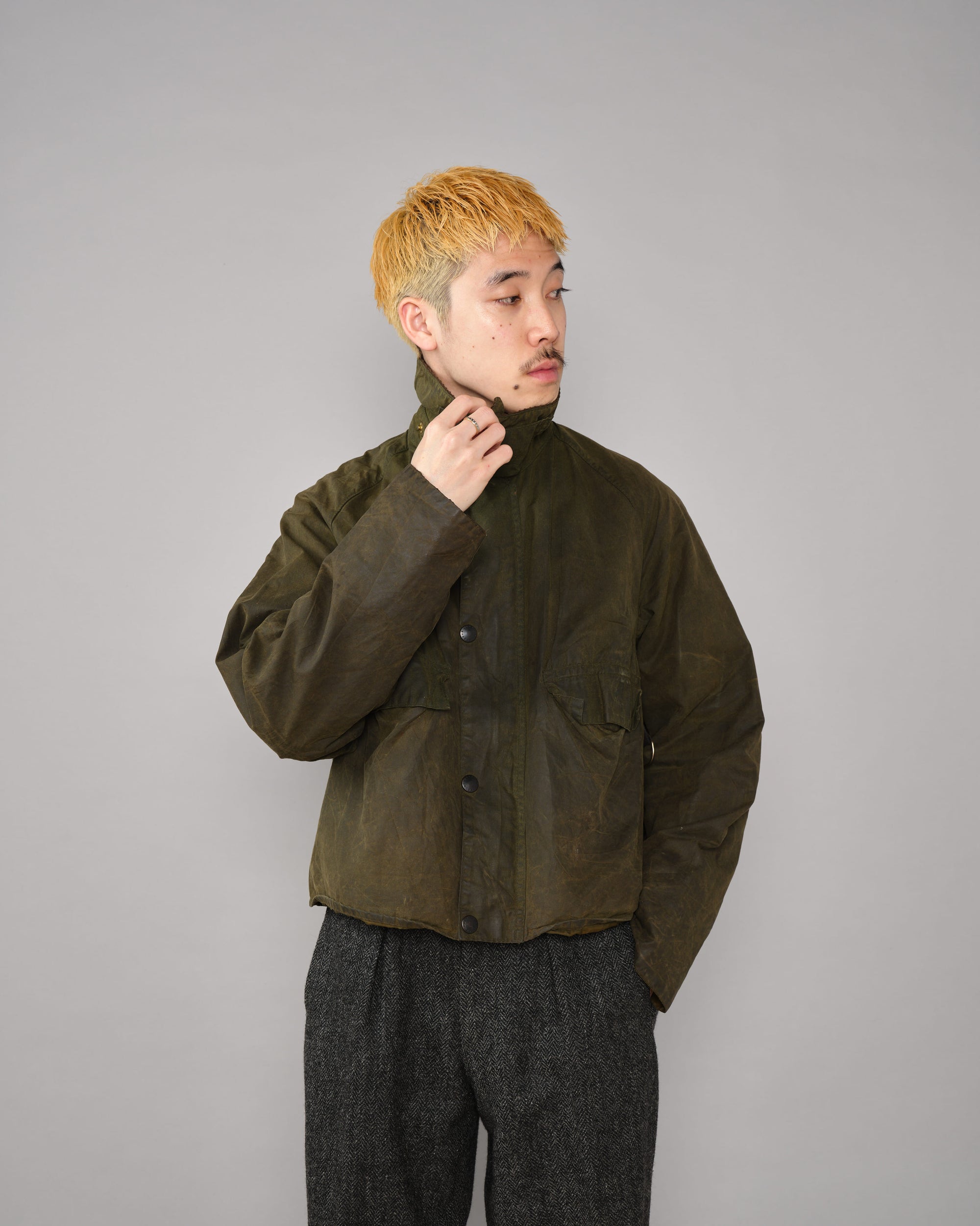 ［~80's］Vintage Barbour Waxed Cotton Jacket "SPEY" 2 Crest Size.MEDIUM