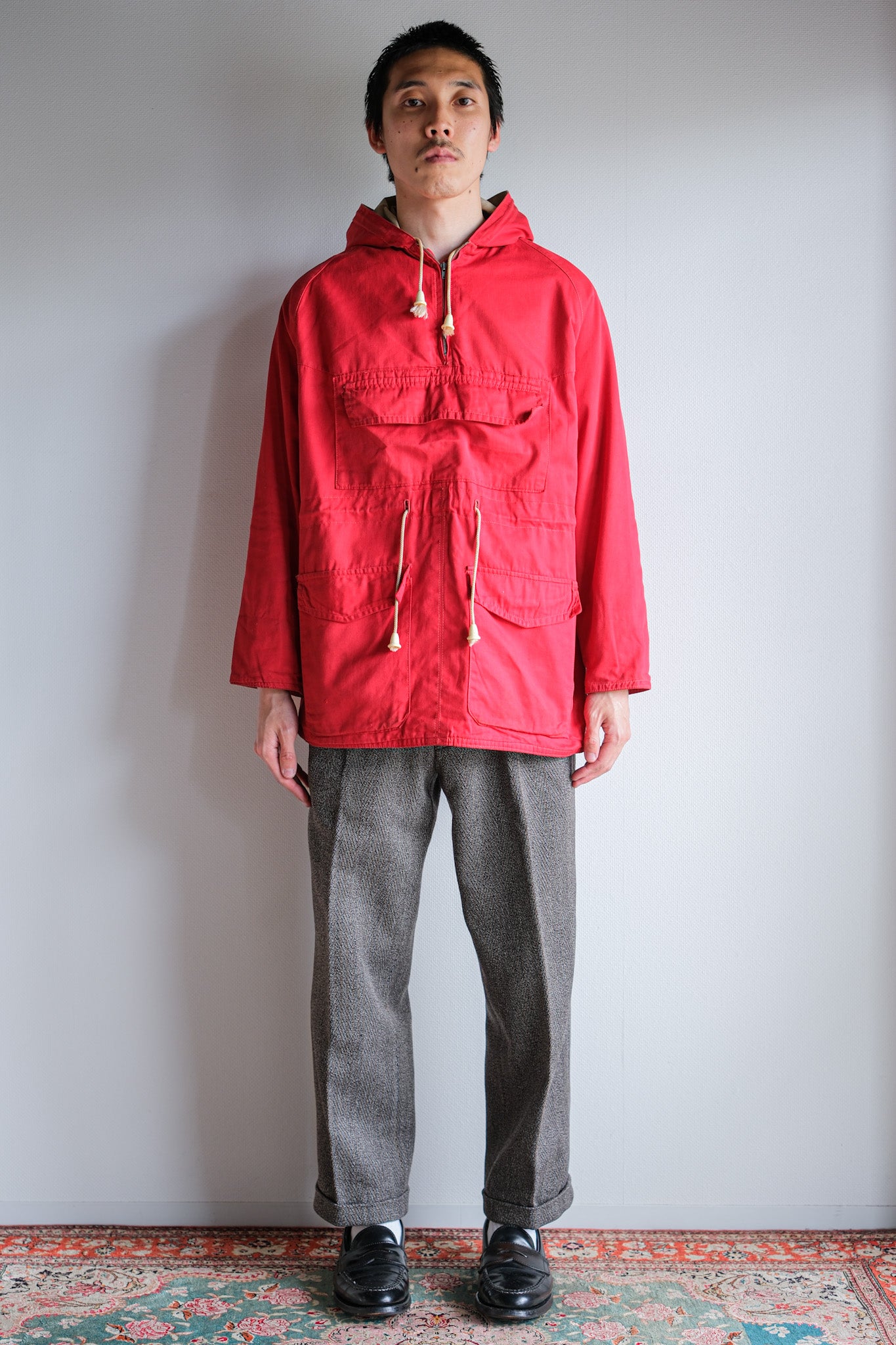 [~ 50's] British Vintage Red Cotton Mountain Smock