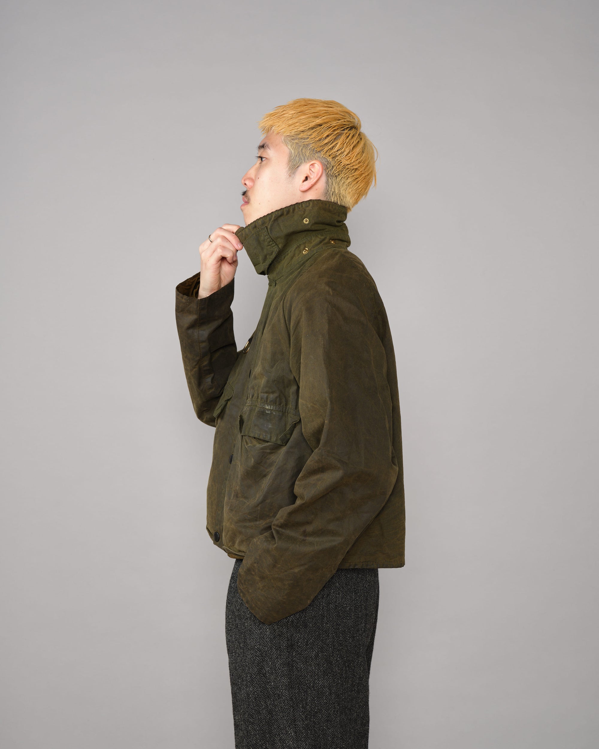 ［~80's］Vintage Barbour Waxed Cotton Jacket "SPEY" 2 Crest Size.MEDIUM