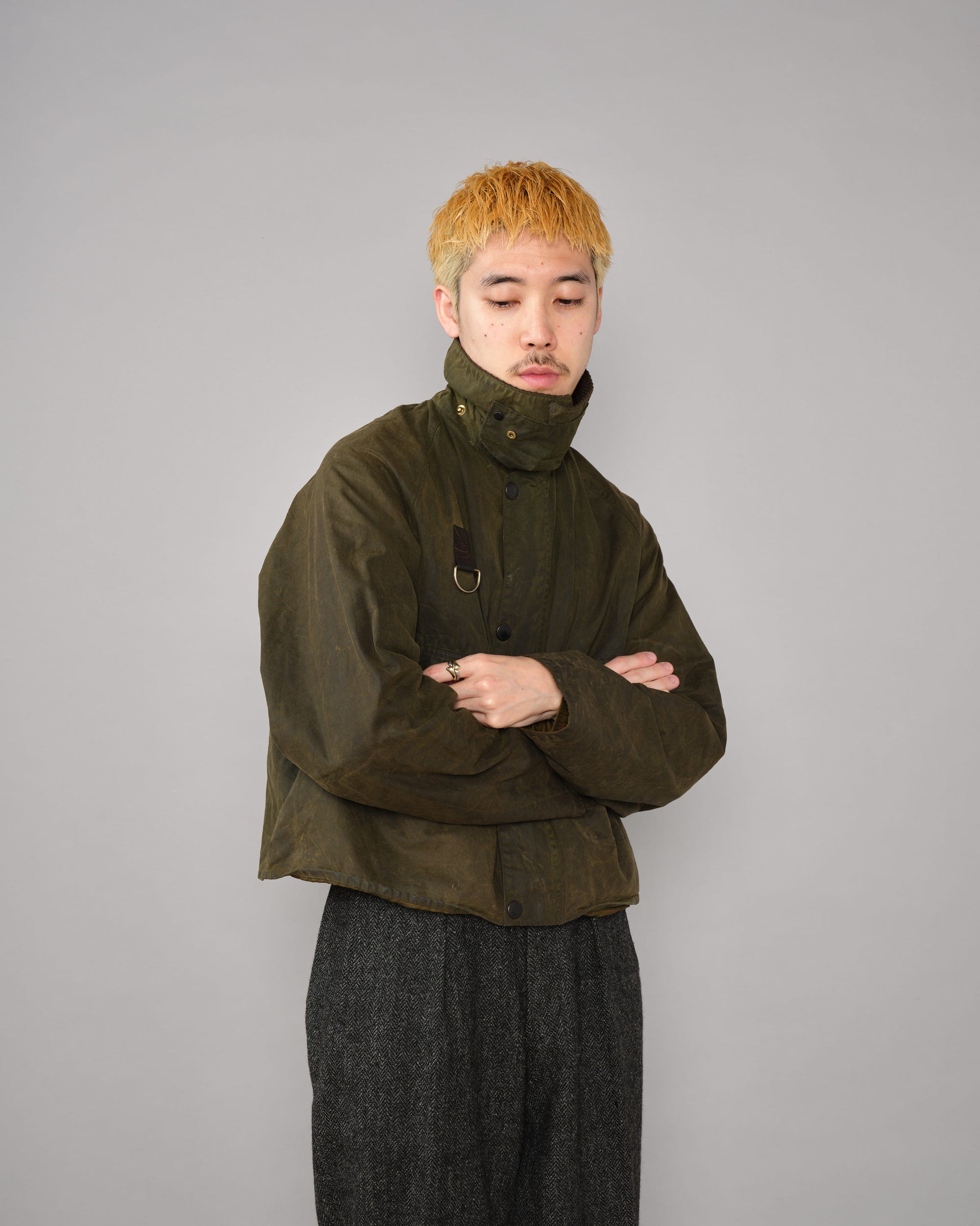 ［~80's］Vintage Barbour Waxed Cotton Jacket "SPEY" 2 Crest Size.MEDIUM