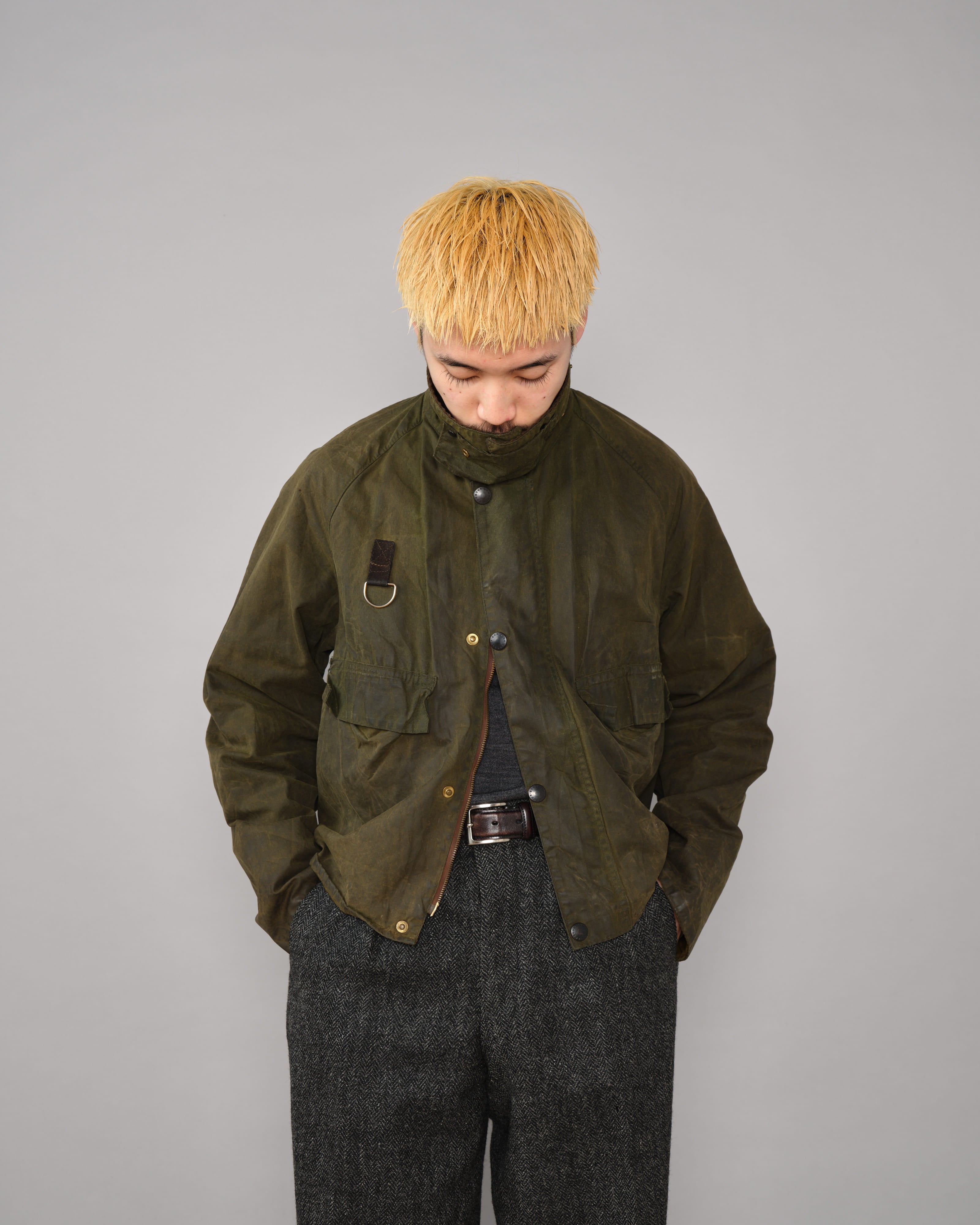 【~80's】Vintage Barbour Waxed Cotton Jacket "SPEY" 2 Crest Size.MEDIUM