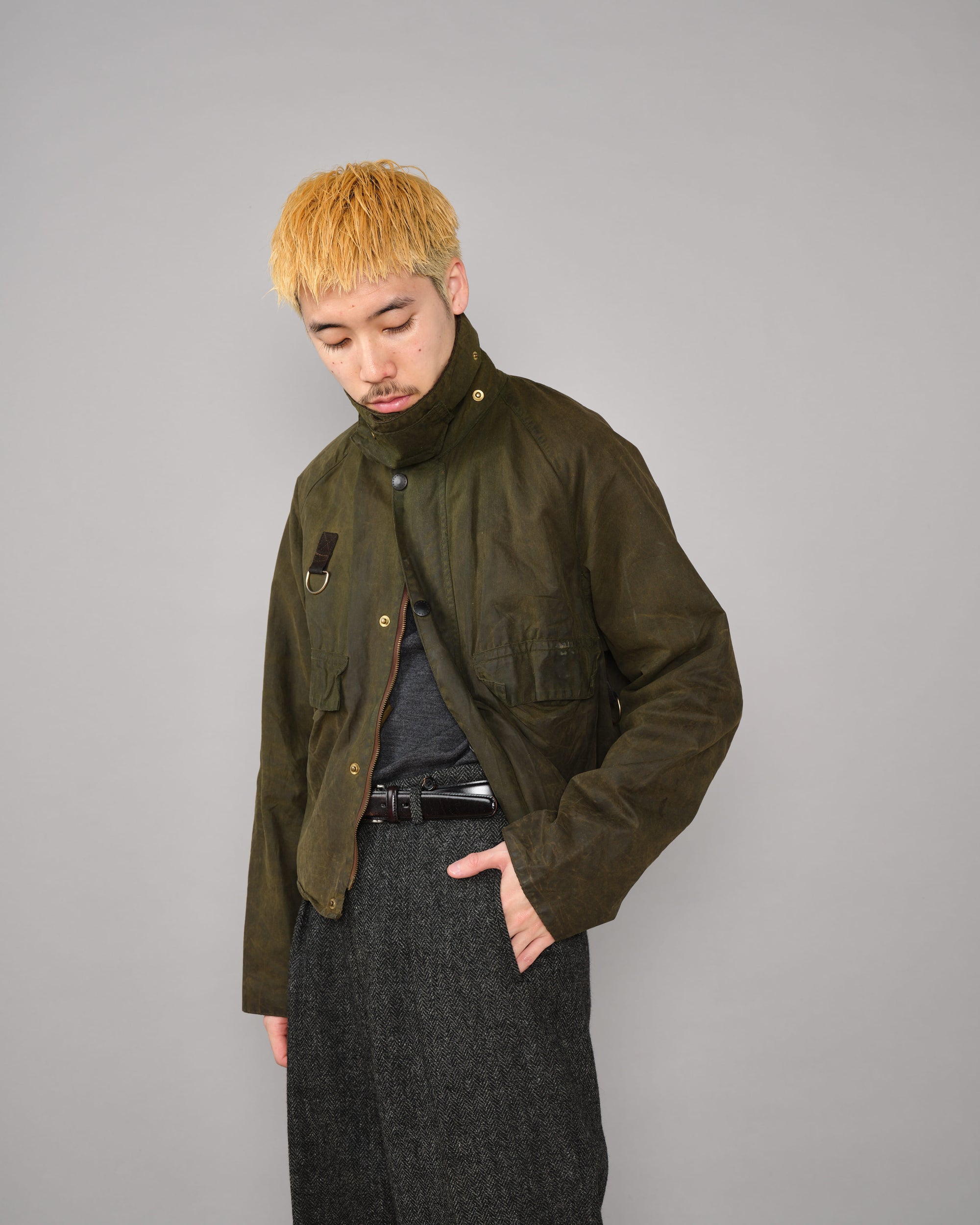 ［~80's］Vintage Barbour Waxed Cotton Jacket "SPEY" 2 Crest Size.MEDIUM