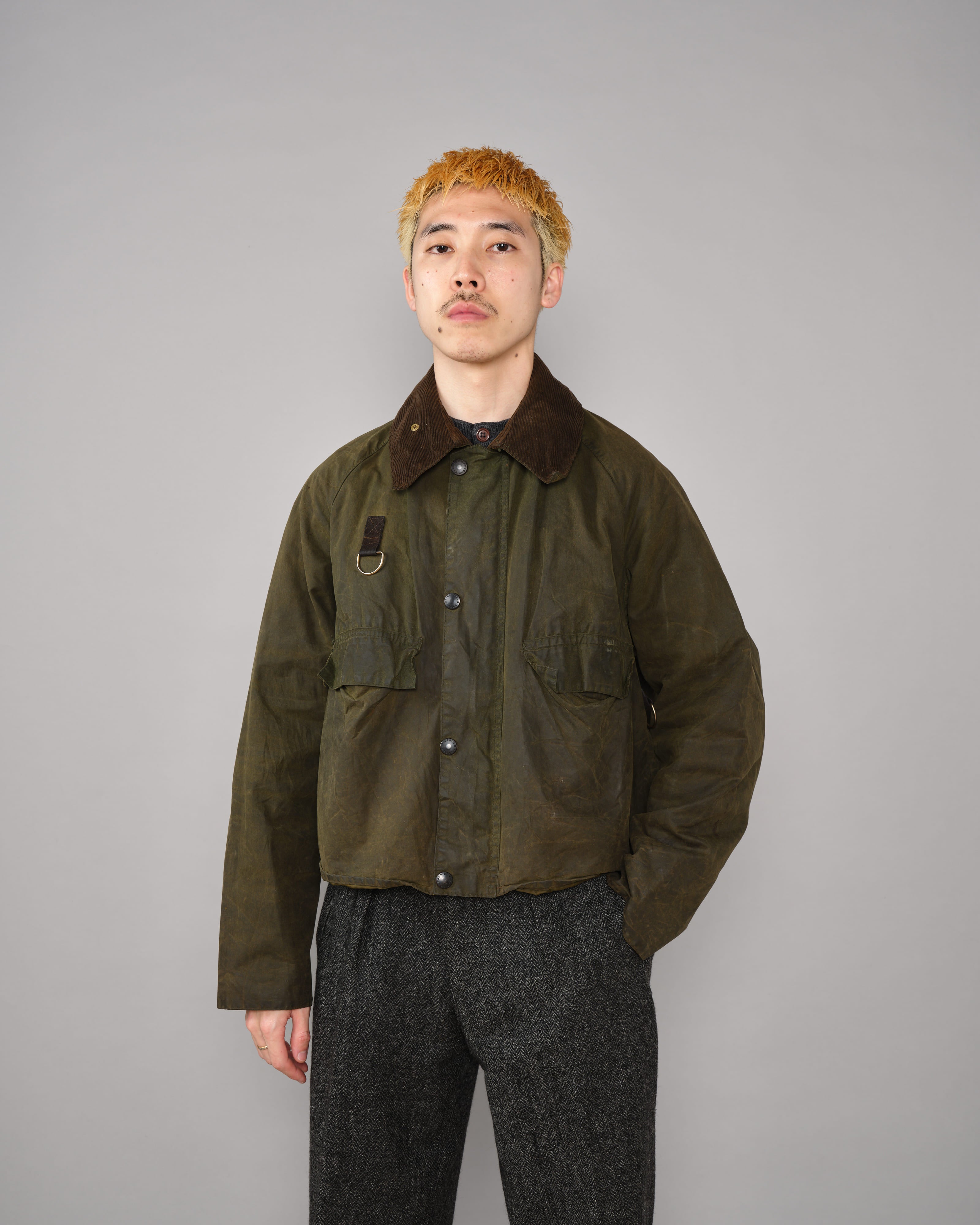 【~80's】Vintage Barbour Waxed Cotton Jacket "SPEY" 2 Crest Size.MEDIUM