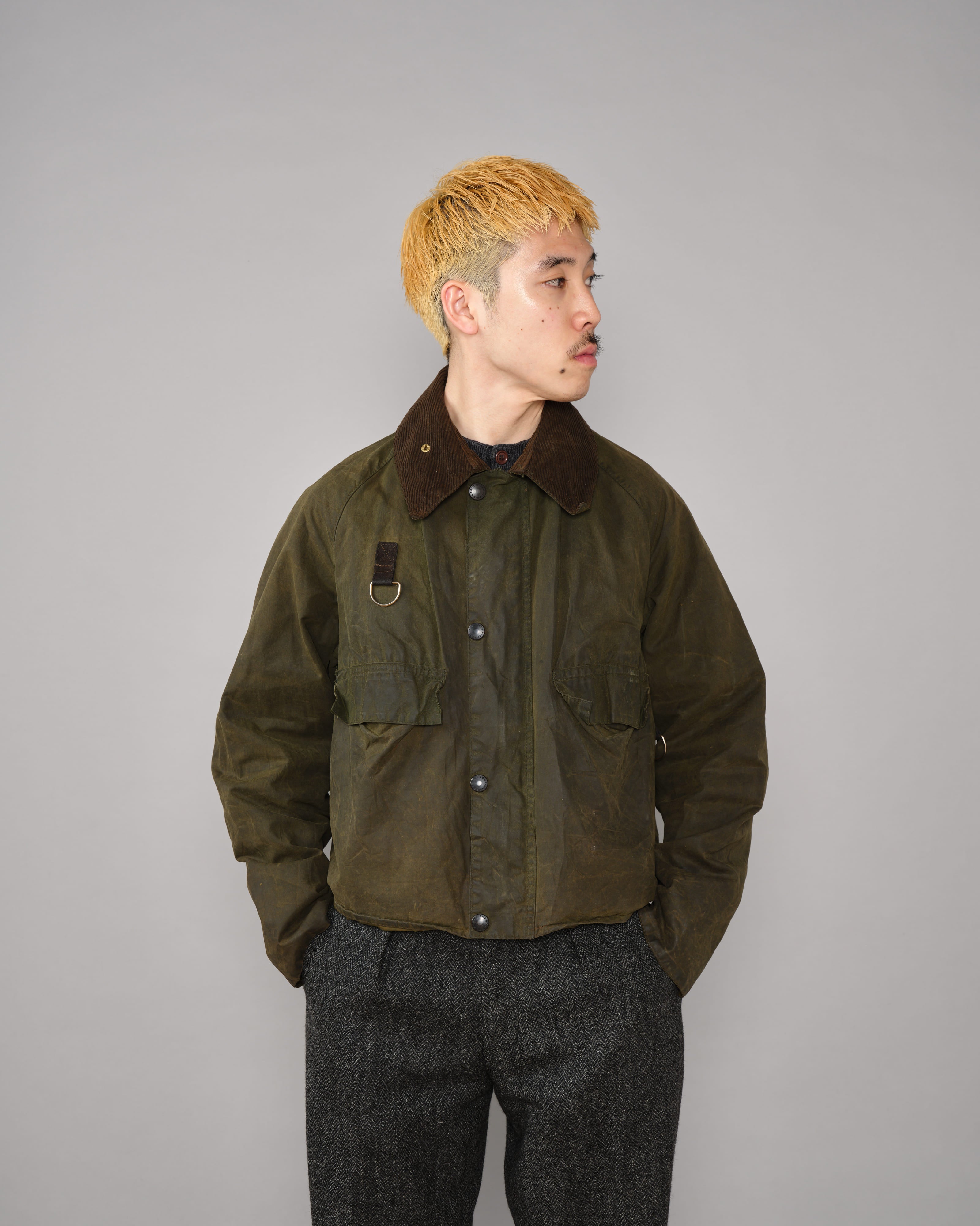 【~80's】Vintage Barbour Waxed Cotton Jacket "SPEY" 2 Crest Size.MEDIUM