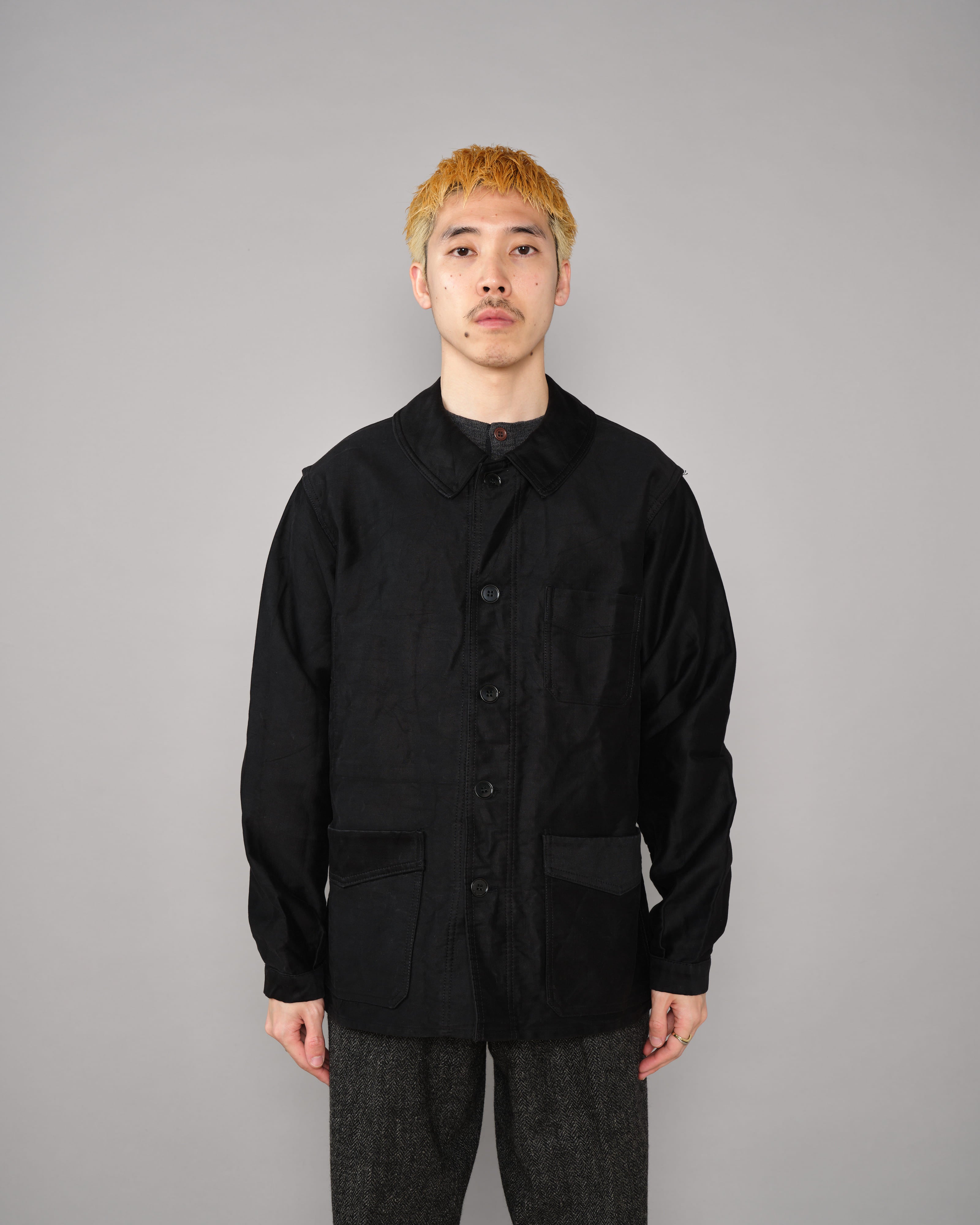 50's］French Vintage Black Moleskin Work Jacket Size.50 