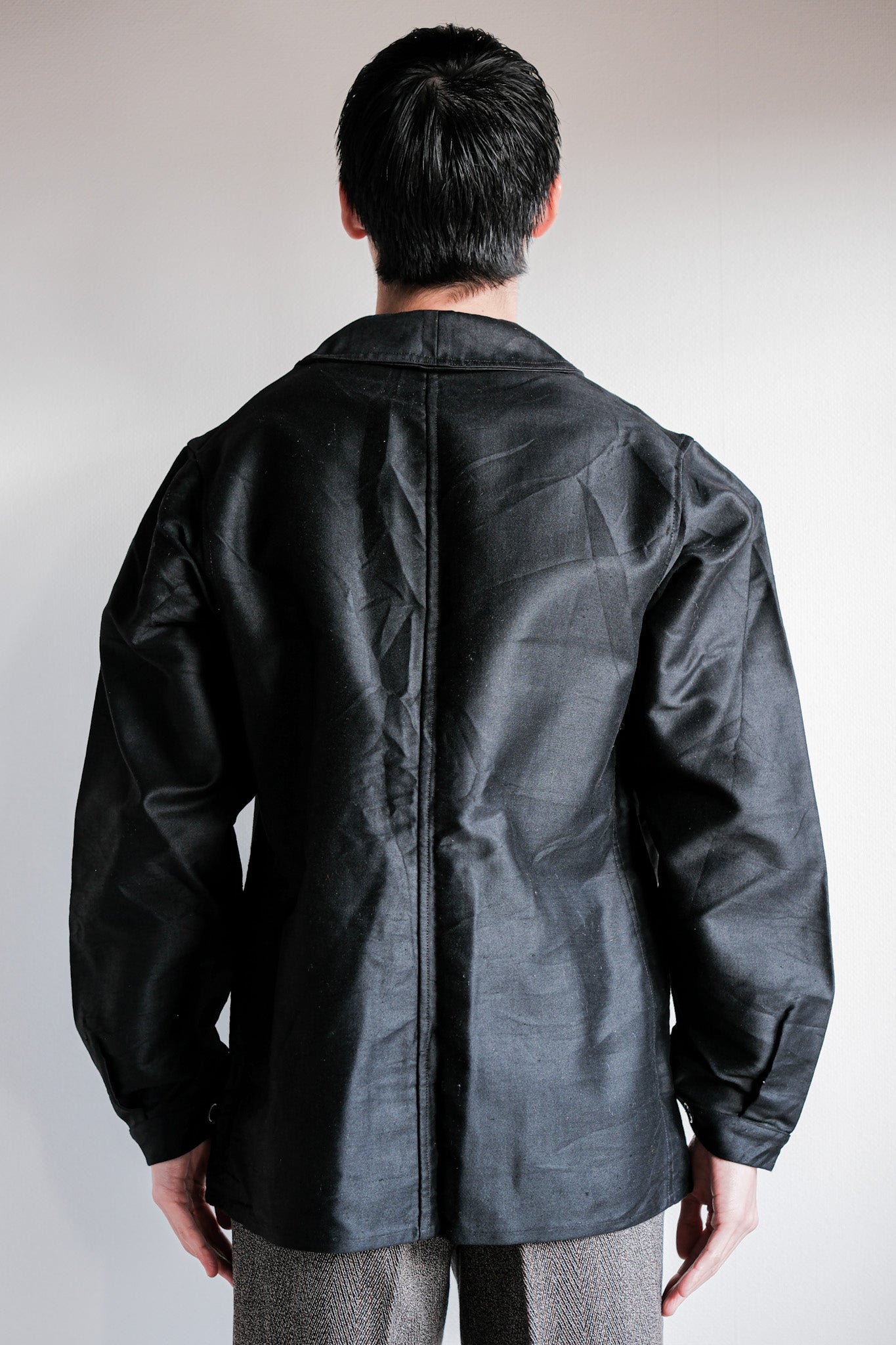 30's] French Vintage Black Moleskin Work Jacket 