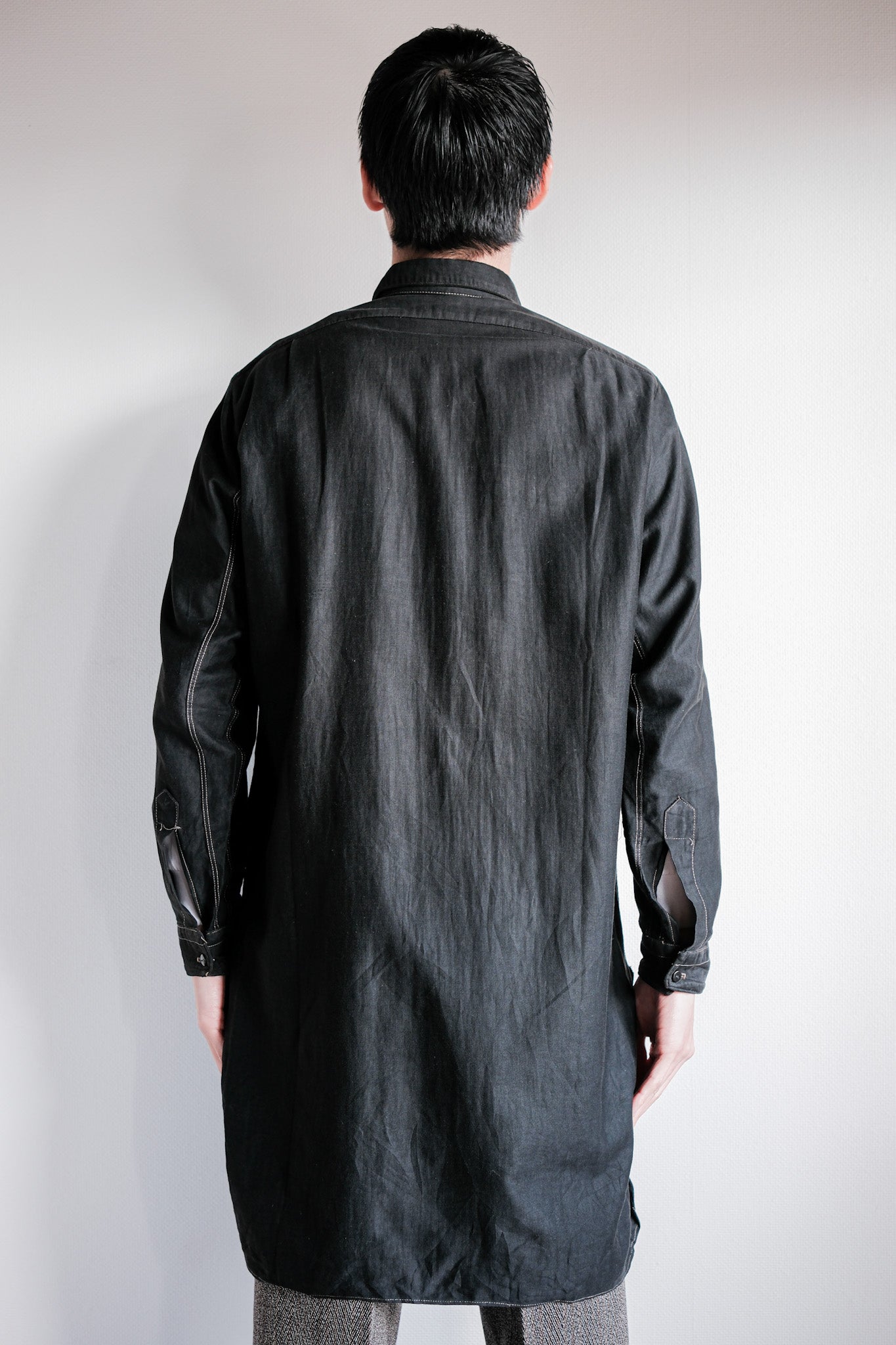 【~30's】French Vintage Black Light Moleskin Grandpa Shirt