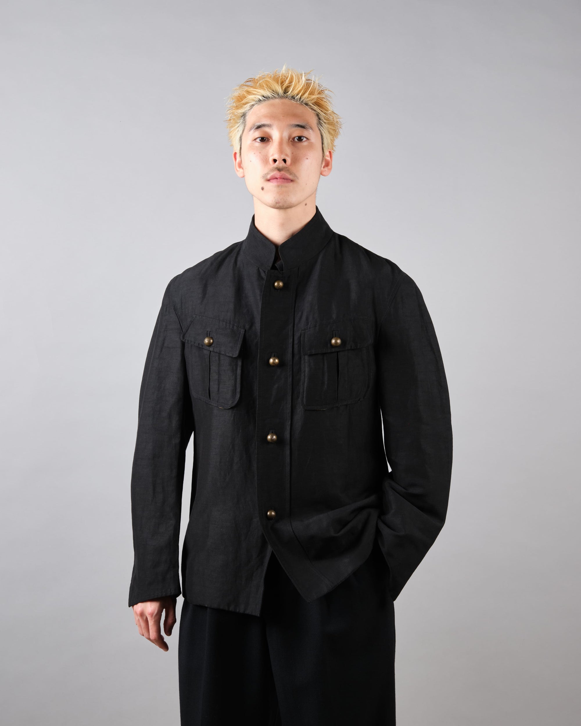 ［~00's］Old ARNYS PARIS Silk Linen Stand Collar Jacket Size.46