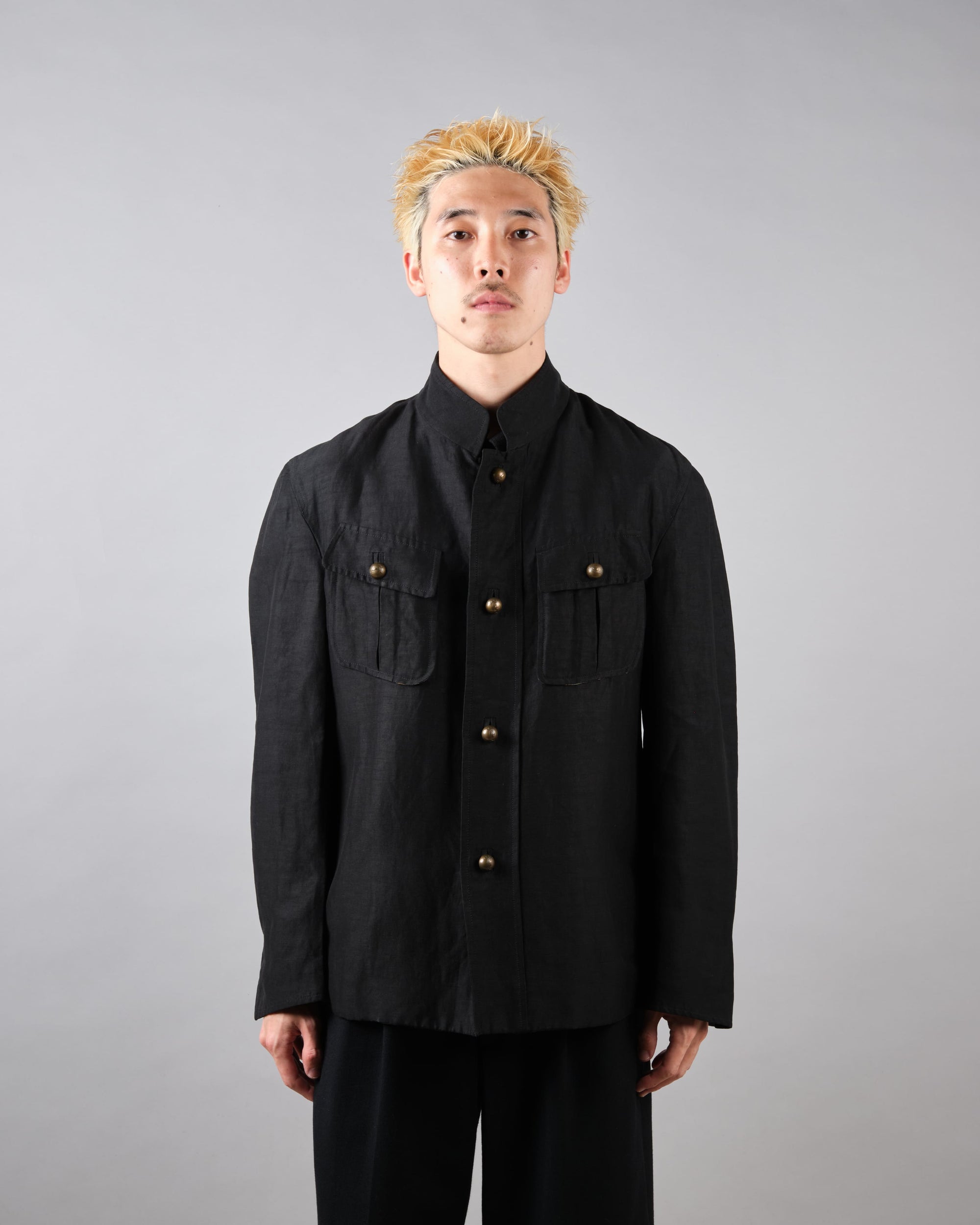 ［~00's］Old ARNYS PARIS Silk Linen Stand Collar Jacket Size.46