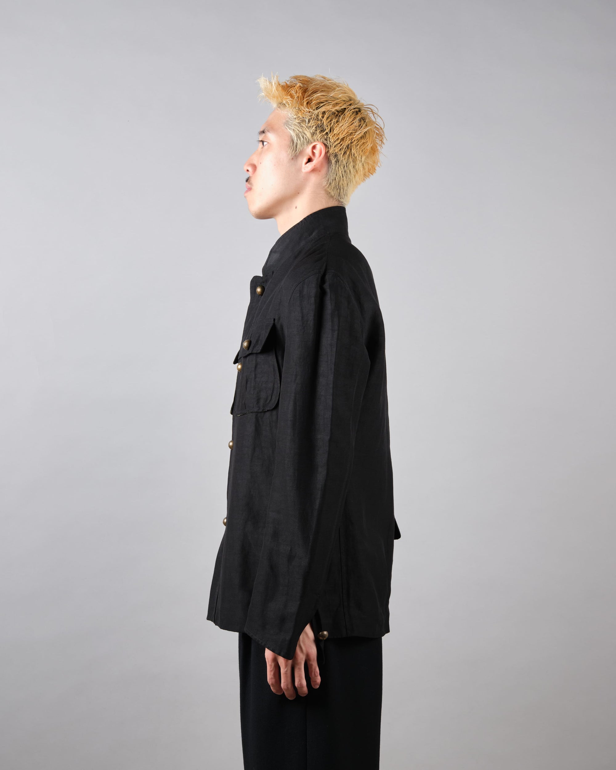 ［~00's］Old ARNYS PARIS Silk Linen Stand Collar Jacket Size.46
