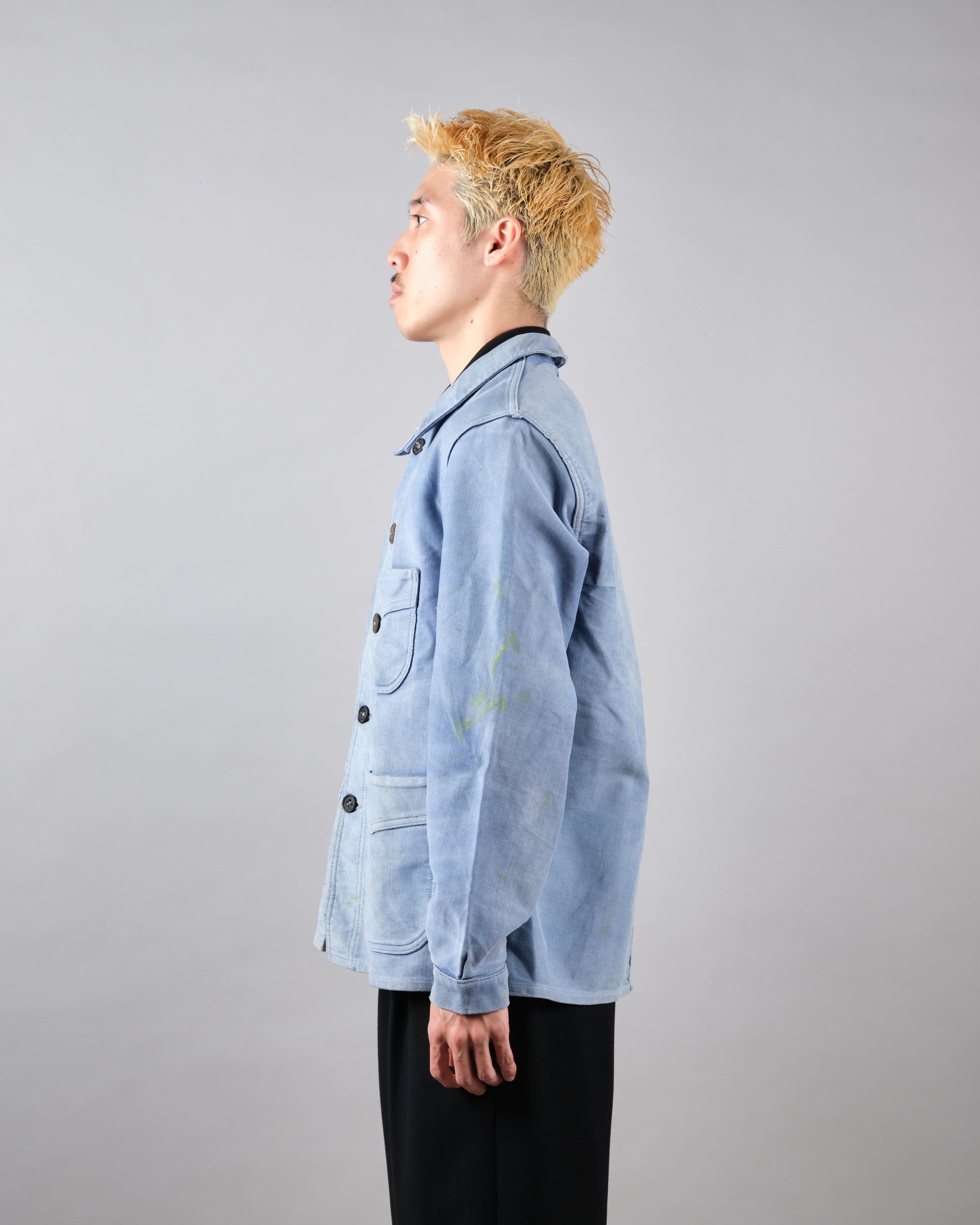 ［~40's］French Vintage Blue Moleskin Work Jacket "Adolphe Lafont"