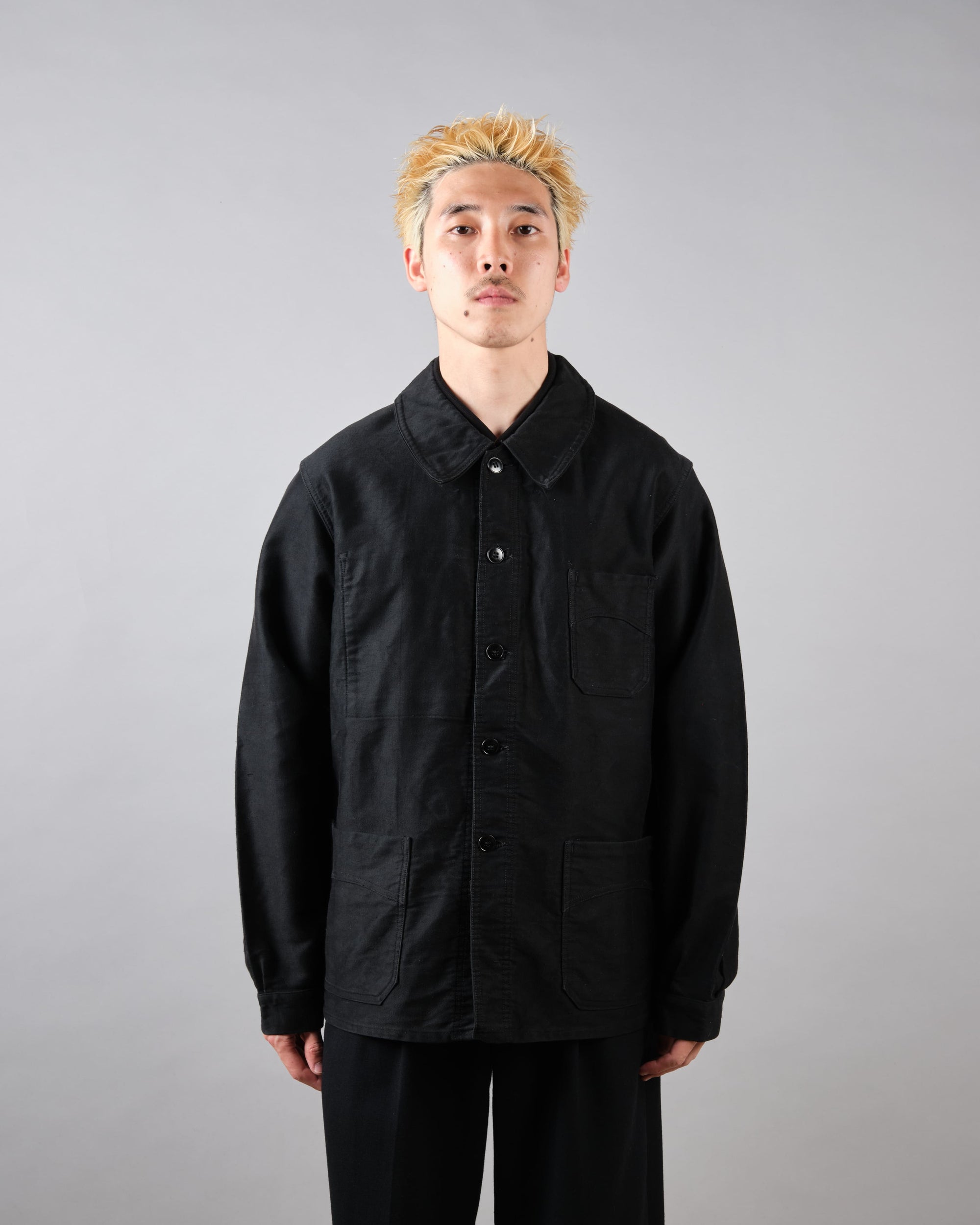 ［~40's］French Vintage Black Moleskin Work Jacket "Vulcain"