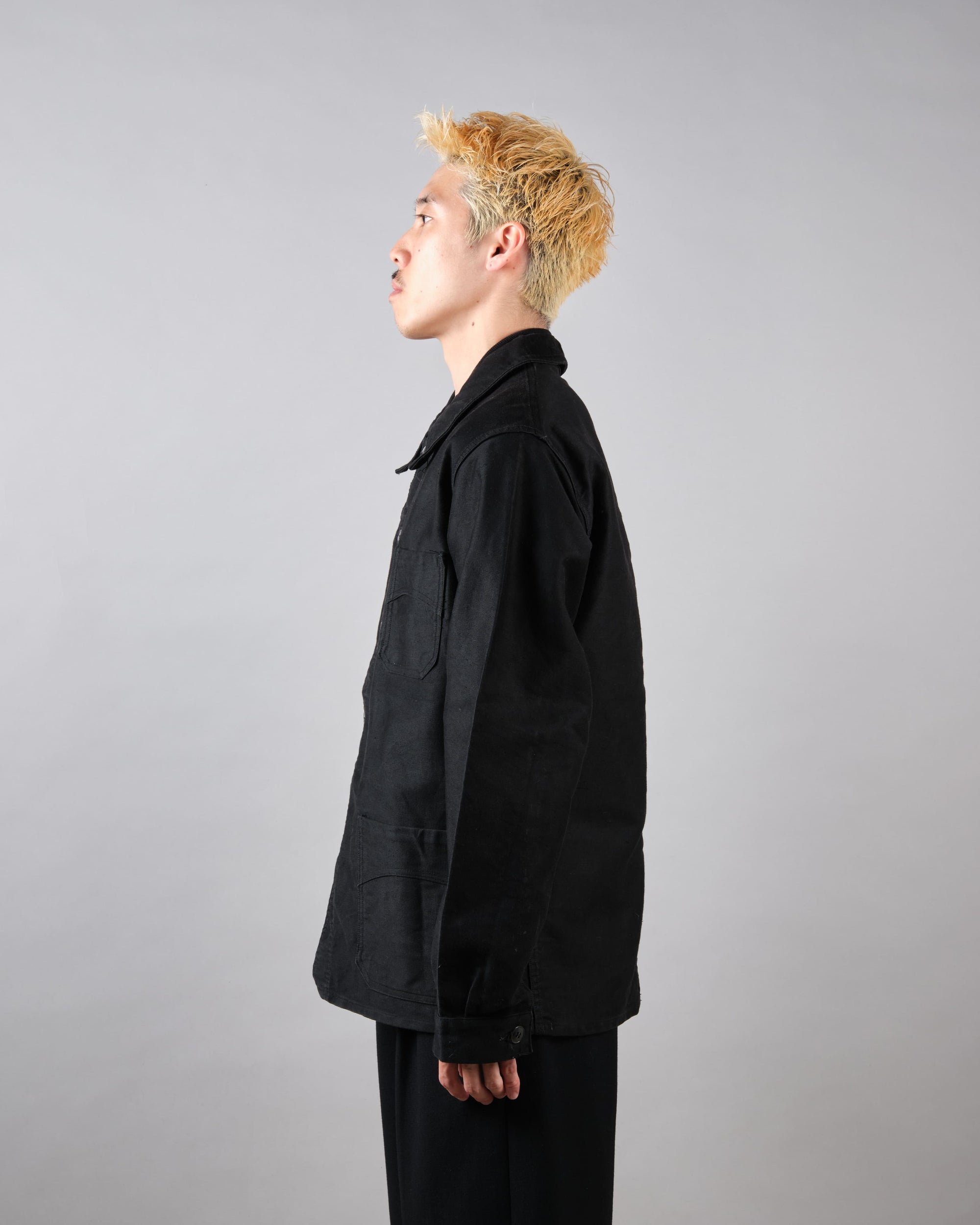 ［~40's］French Vintage Black Moleskin Work Jacket "Vulcain"