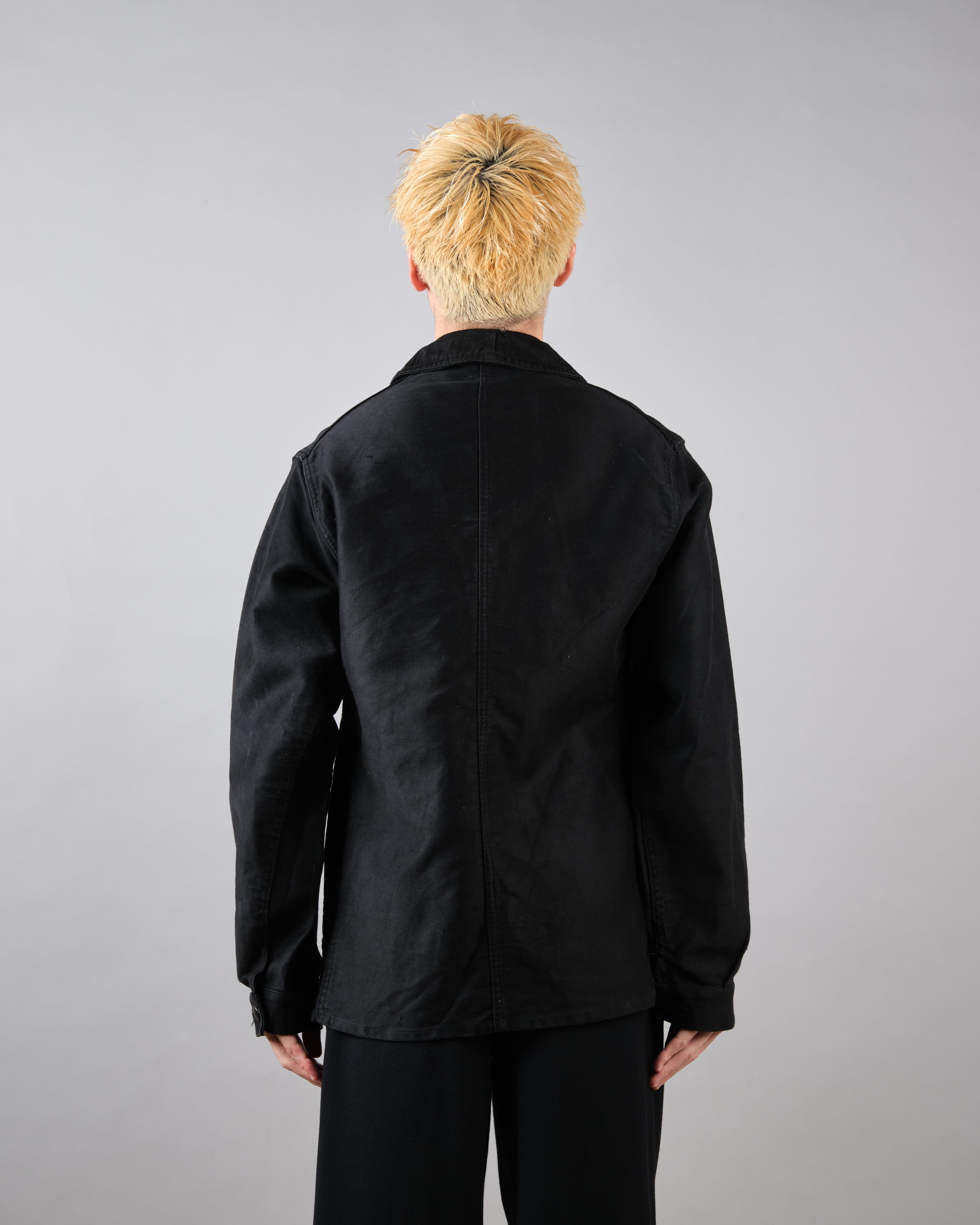 [~ 40's] Jacket de travail de moleskin noirs vintage français "Vulcain"