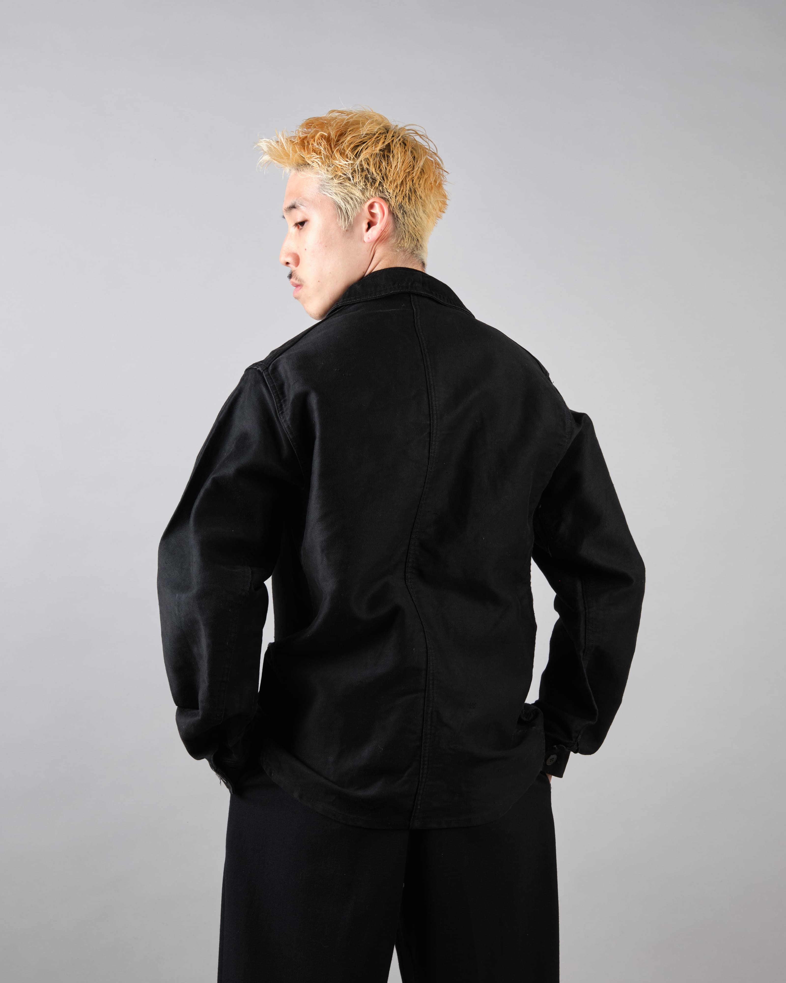 [~ 40's] Jacket de travail de moleskin noirs vintage français "Vulcain"
