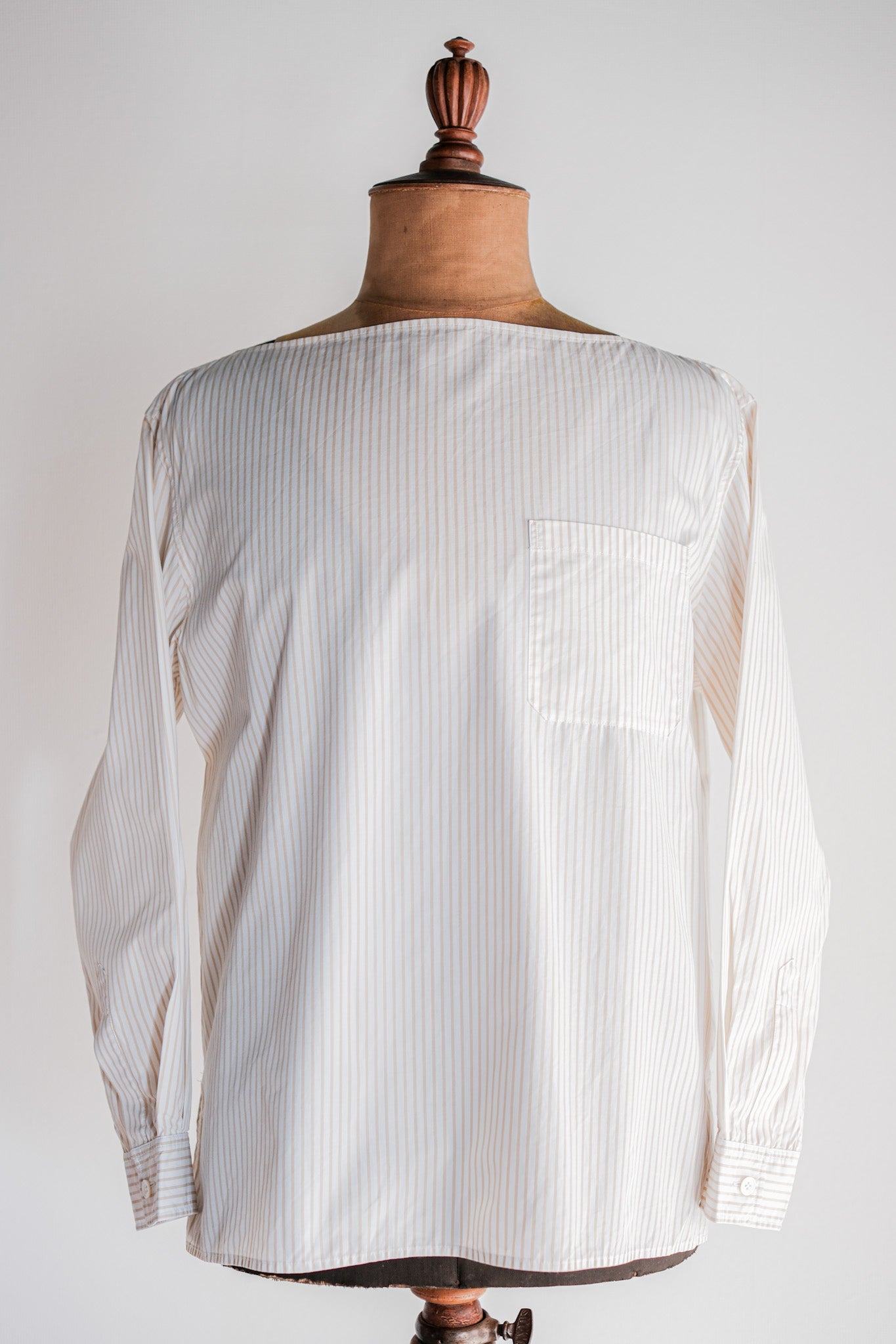 [~ 00's] Old Hermès Paris Boat Neck Cotton Striped Shirt Size.40 by Martin Margiela
