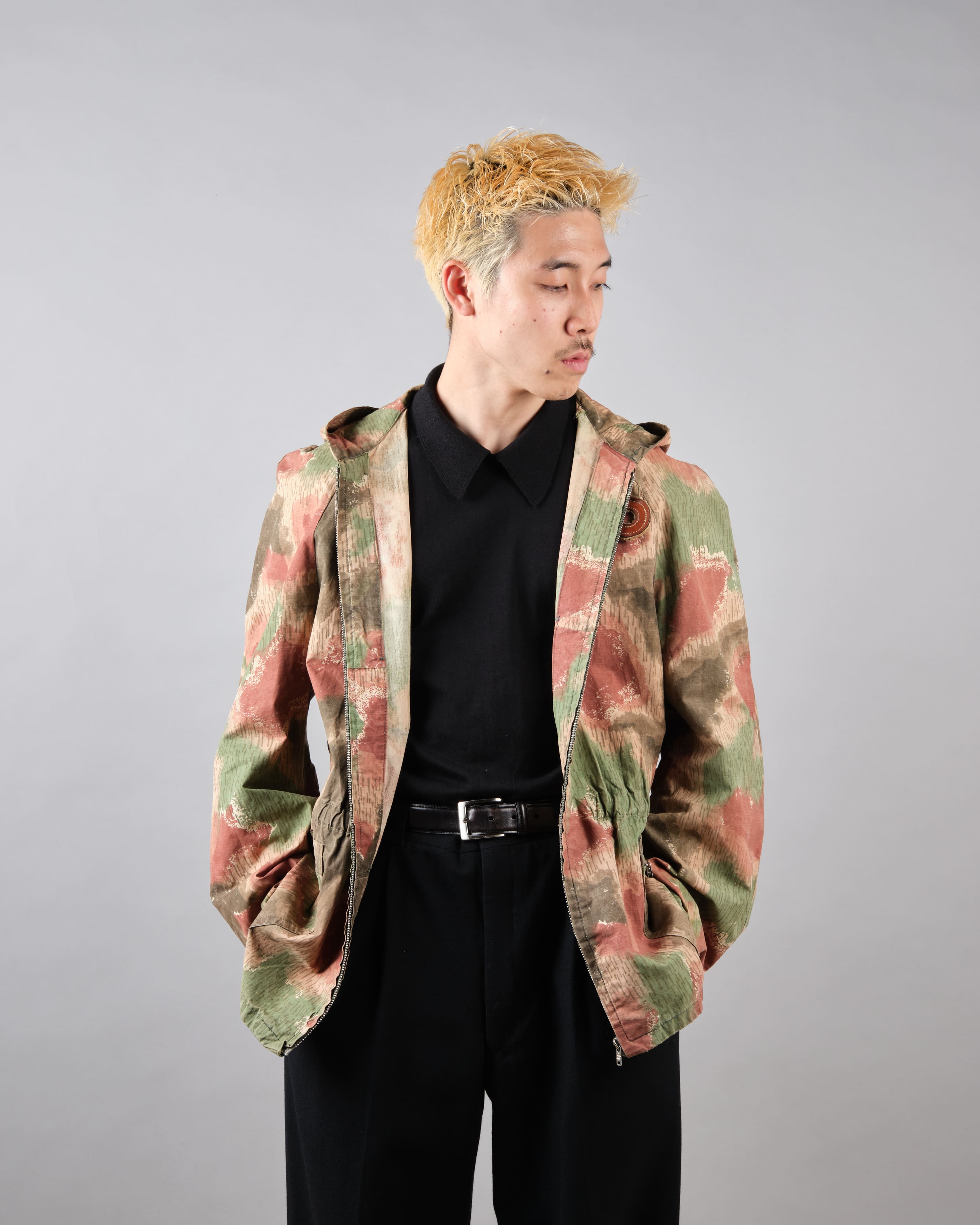 [~ 60 년대] 체코 슬로바키아 육군 sumpfmuster 패턴 위장 raglan sleeve zip 후드 재킷 "Local -Made"