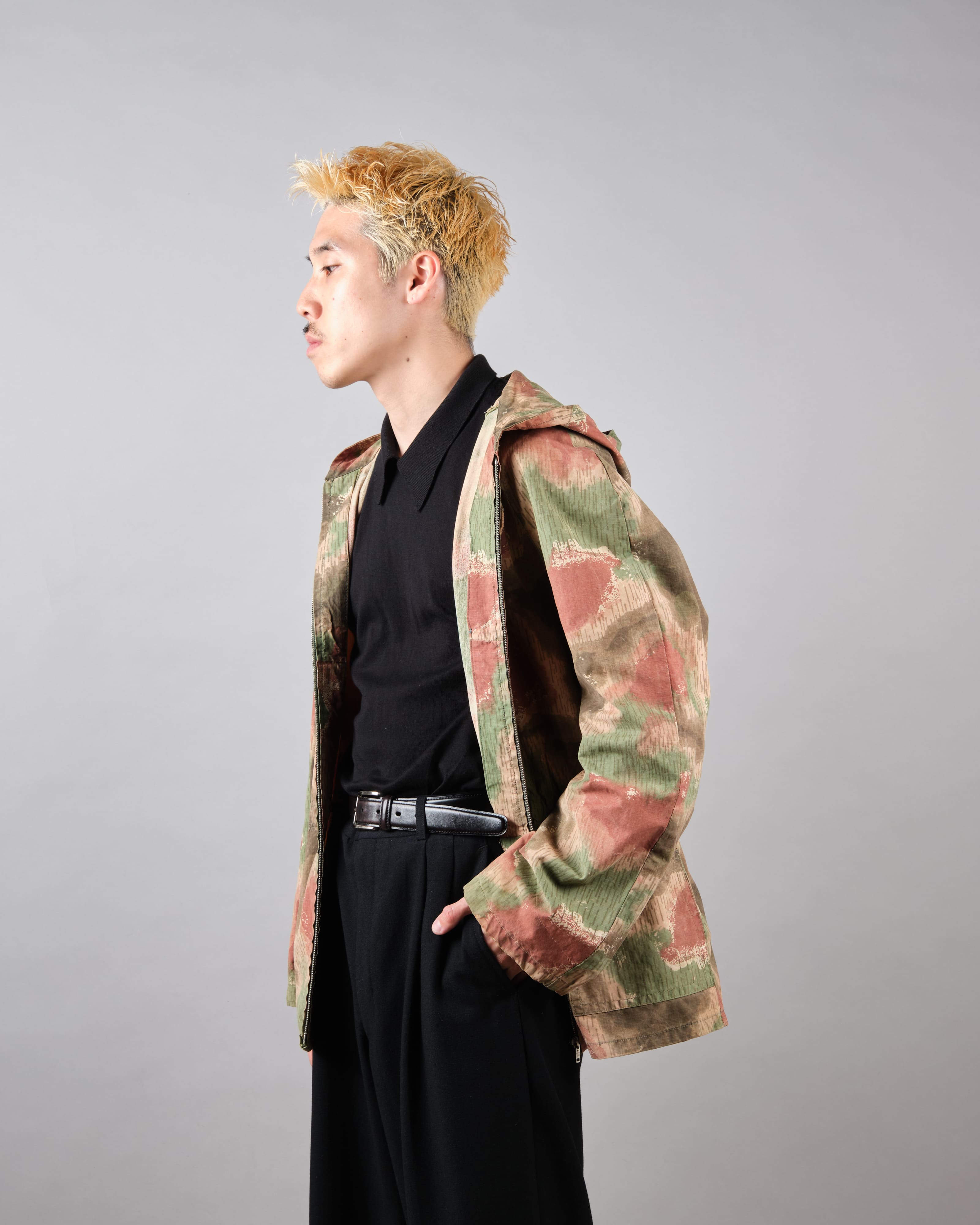 [~ 60 년대] 체코 슬로바키아 육군 sumpfmuster 패턴 위장 raglan sleeve zip 후드 재킷 "Local -Made"