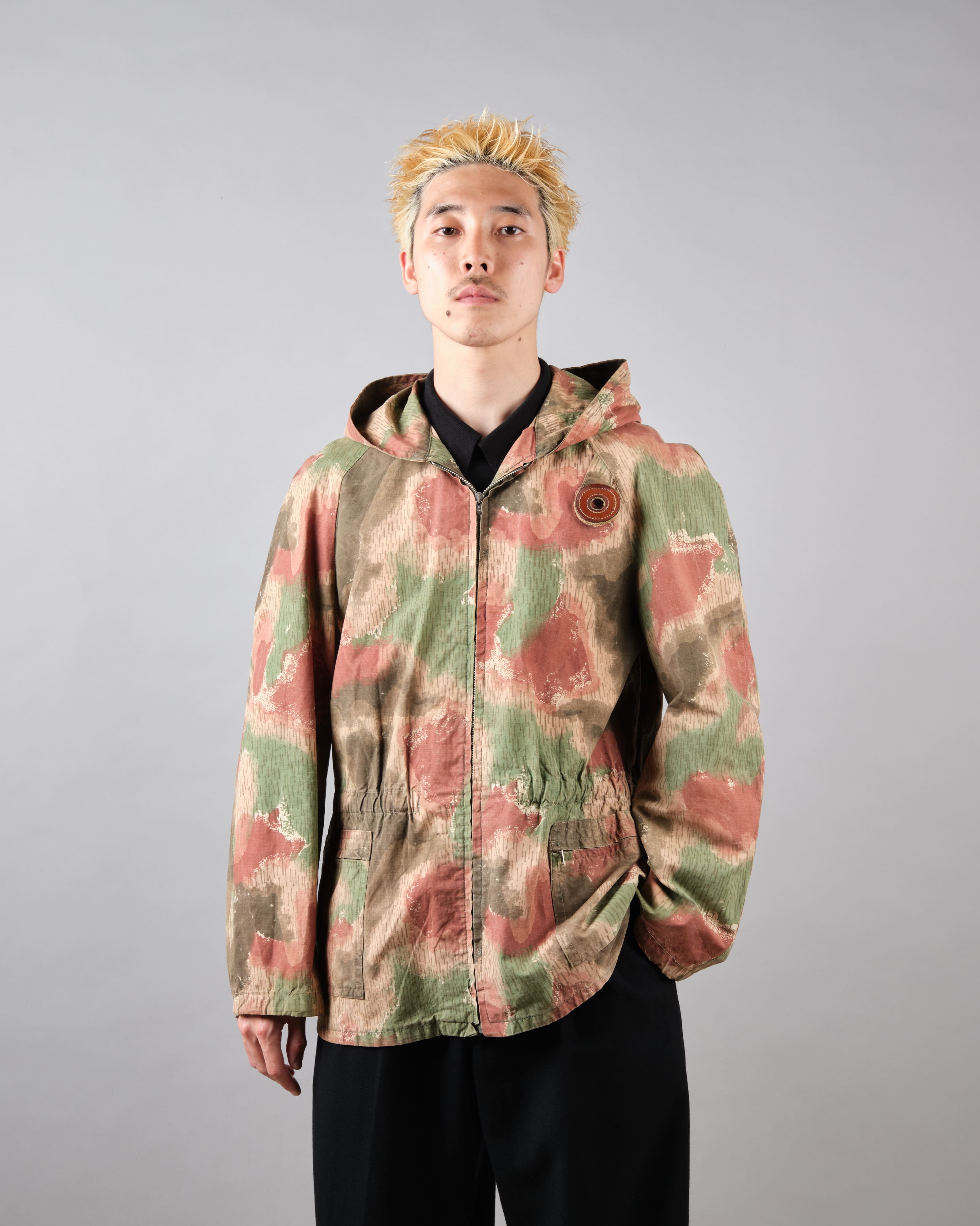 [~ 60 년대] 체코 슬로바키아 육군 sumpfmuster 패턴 위장 raglan sleeve zip 후드 재킷 "Local -Made"