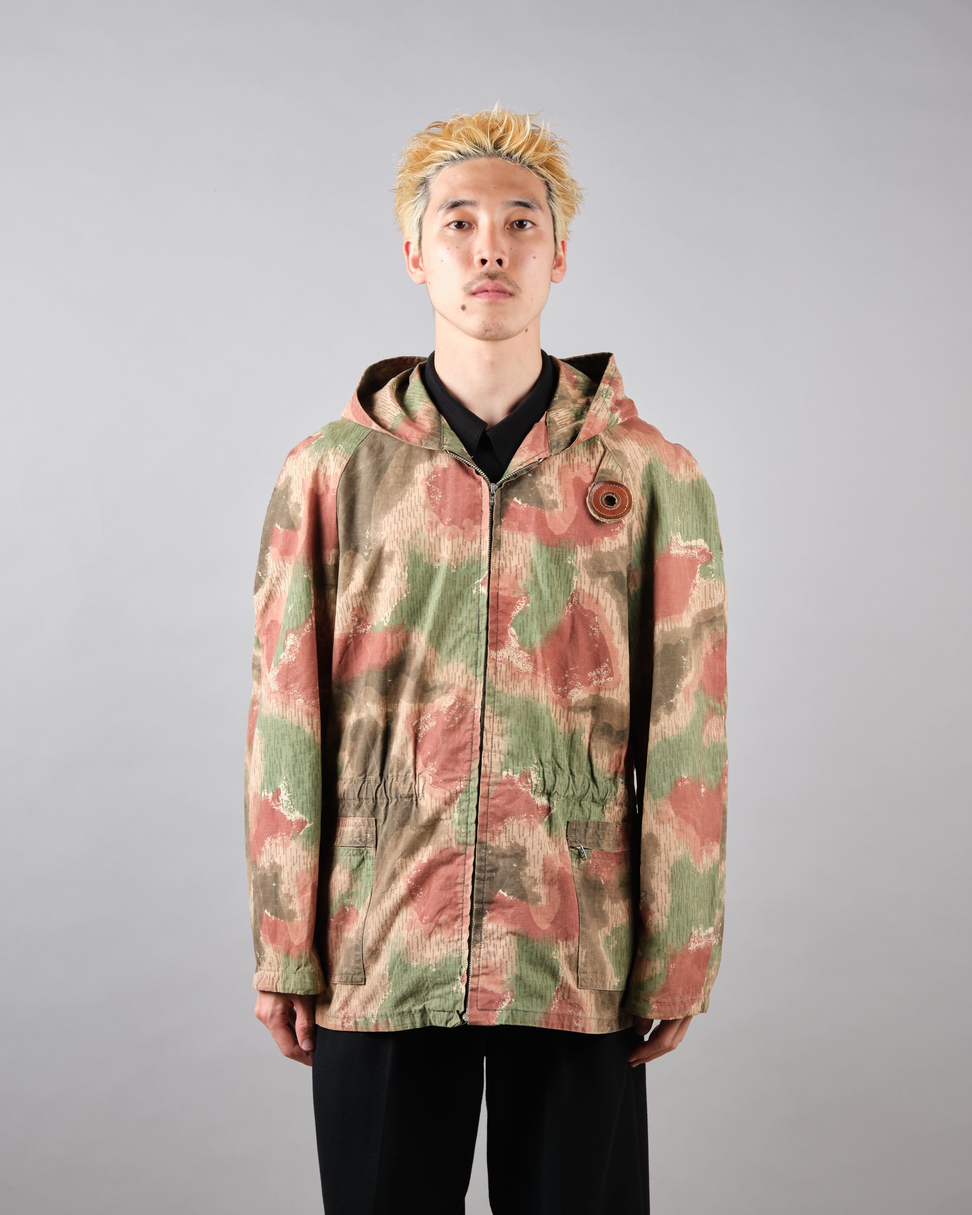 [~ 60 년대] 체코 슬로바키아 육군 sumpfmuster 패턴 위장 raglan sleeve zip 후드 재킷 "Local -Made"