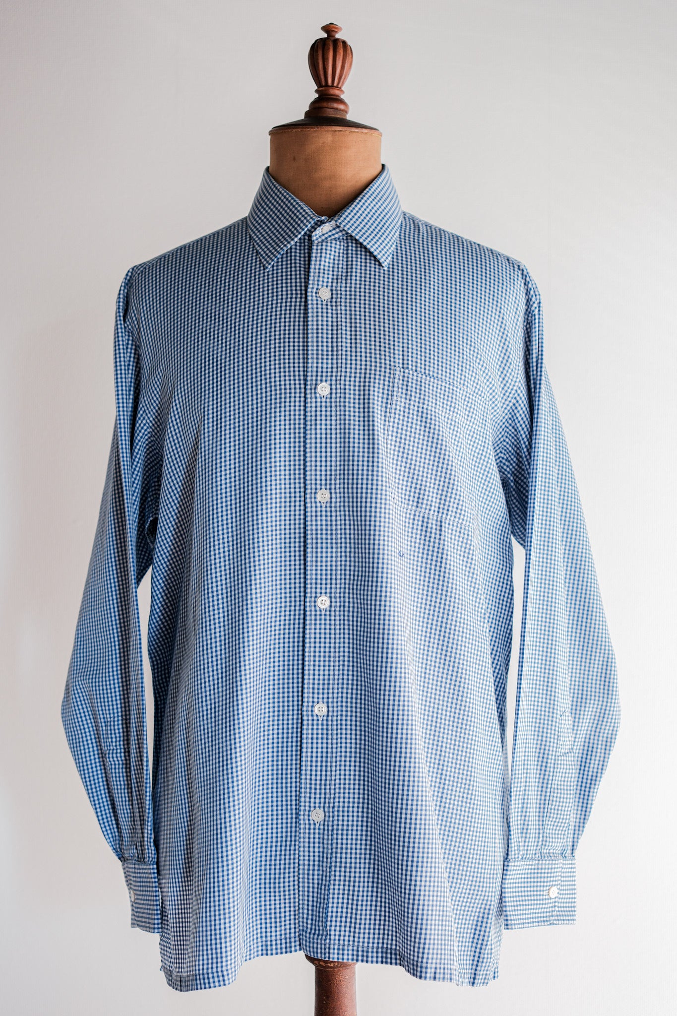 ［~00's］Old Charvet Cotton Checked Dress Shirt "Bespoke"
