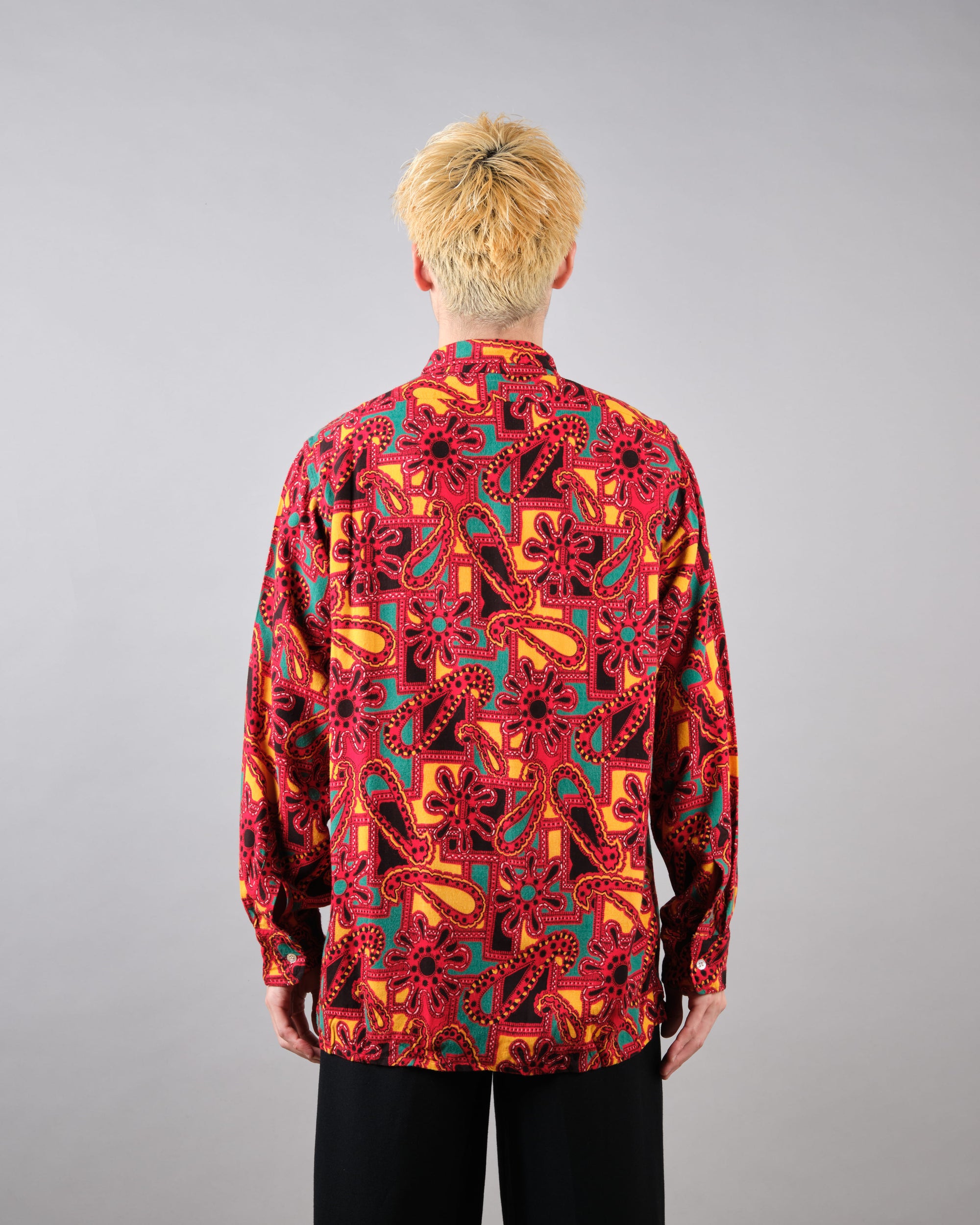 ［~70’s］German Vintage Atomic Pattern Half Zip Rayon Shirt