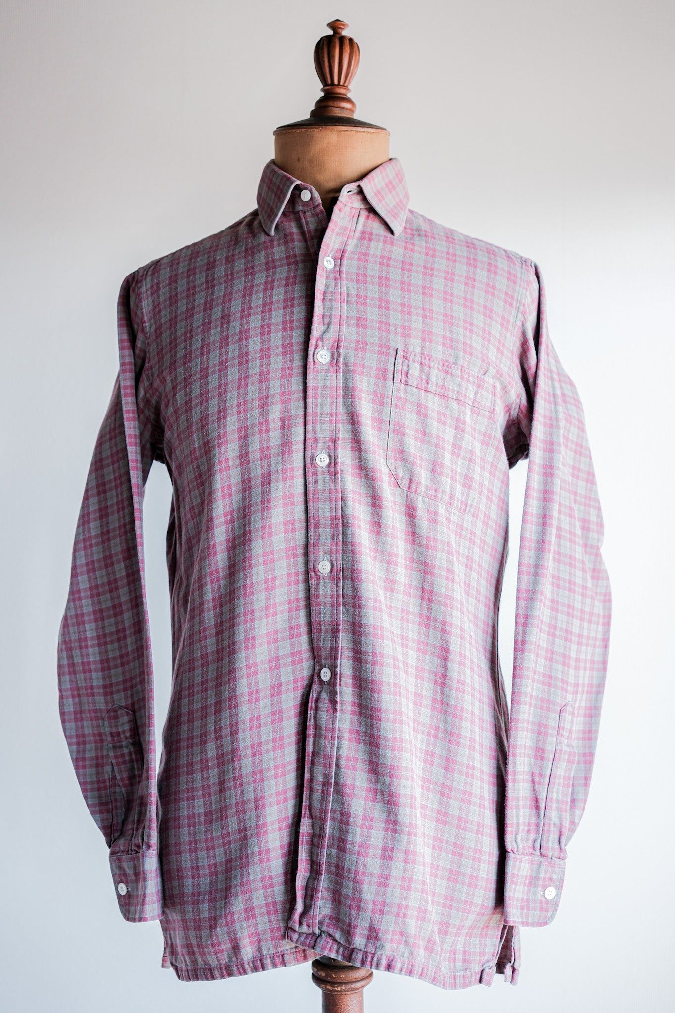 [~ 00's] Old Charved Cotton Checked Shirt Size.38