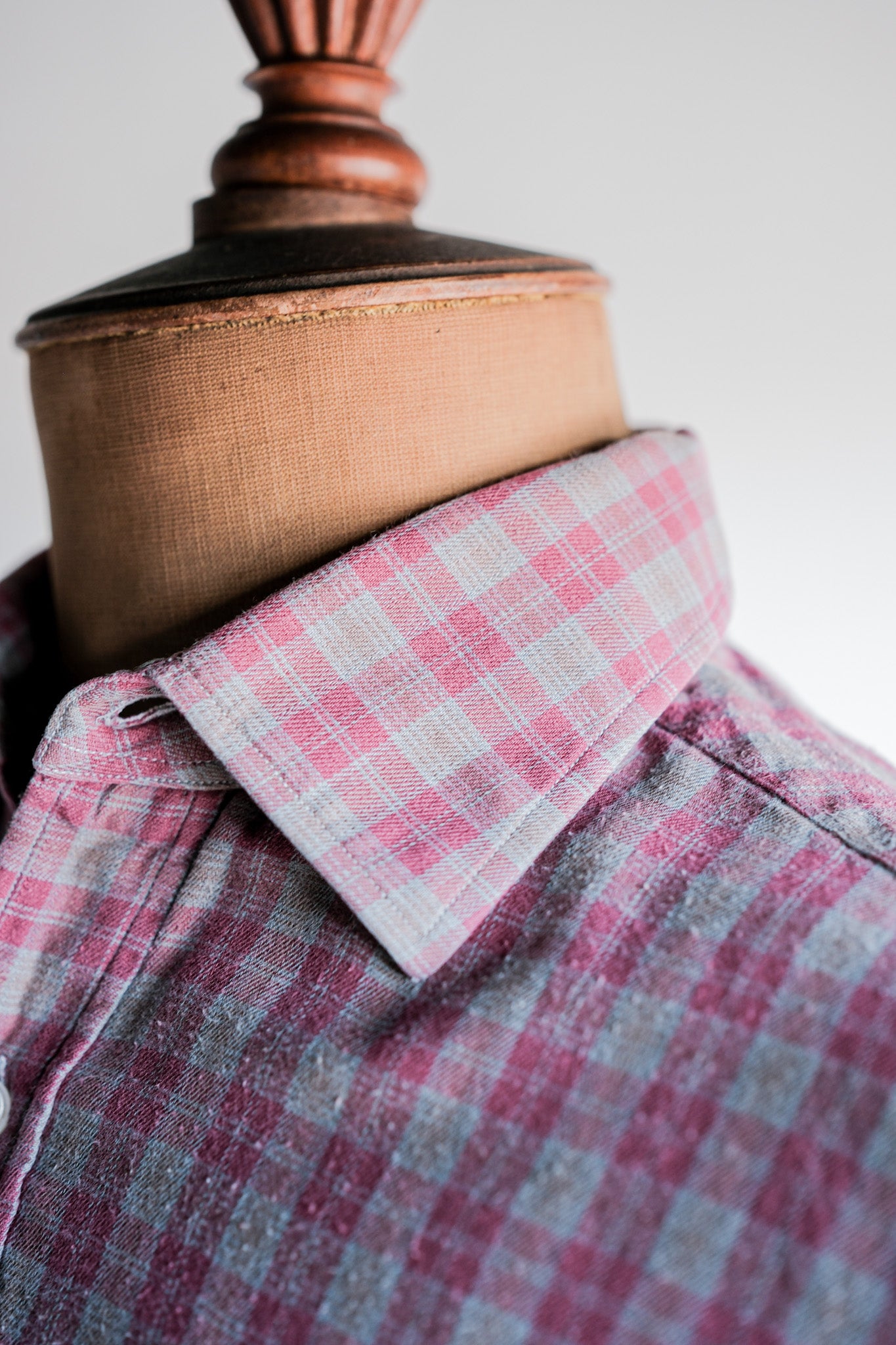 【~00's】Old Charvet Cotton Checked Shirt Size.38